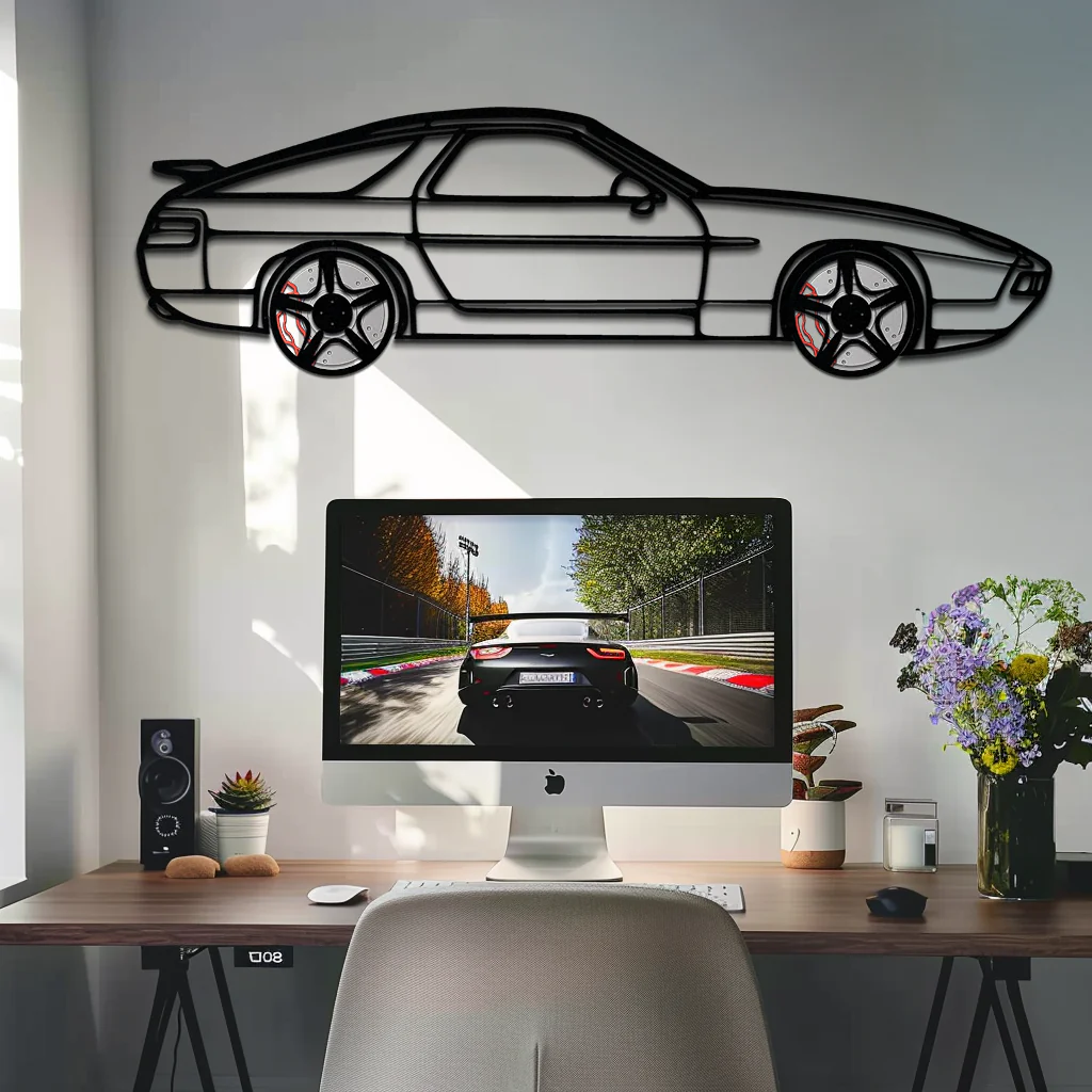 Porsche 928 GTS Silhouette Metal Wall Art – Classic Grand Tourer Decor with Rotating Wheels-KAFMEKA062 - Image 9