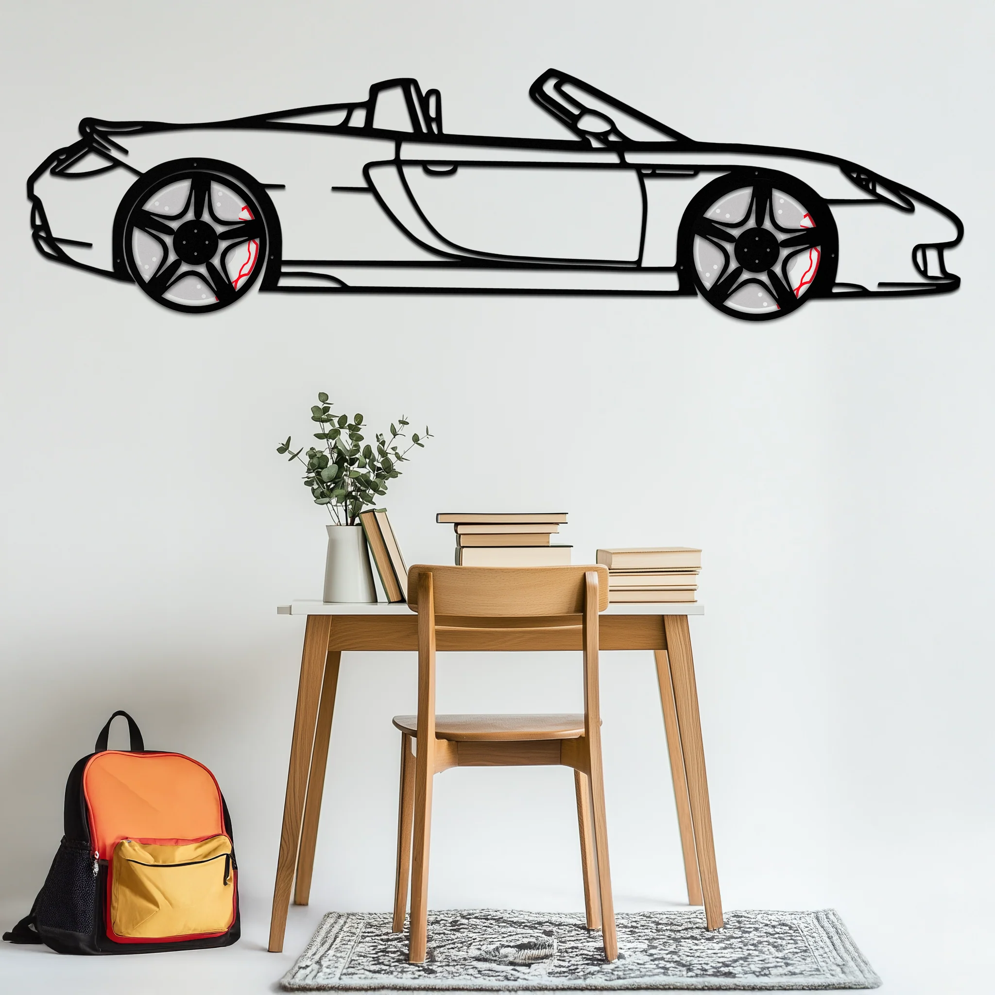 Porsche Carrera GT Silhouette Metal Wall Art – Supercar Icon Decor with Rotating Wheels-KAFMEKA063 - Image 2