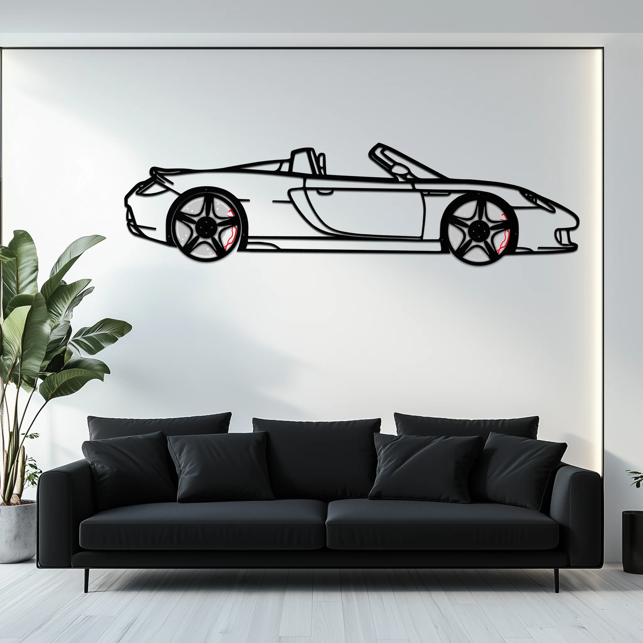 Porsche Carrera GT Silhouette Metal Wall Art – Supercar Icon Decor with Rotating Wheels-KAFMEKA063 - Image 3