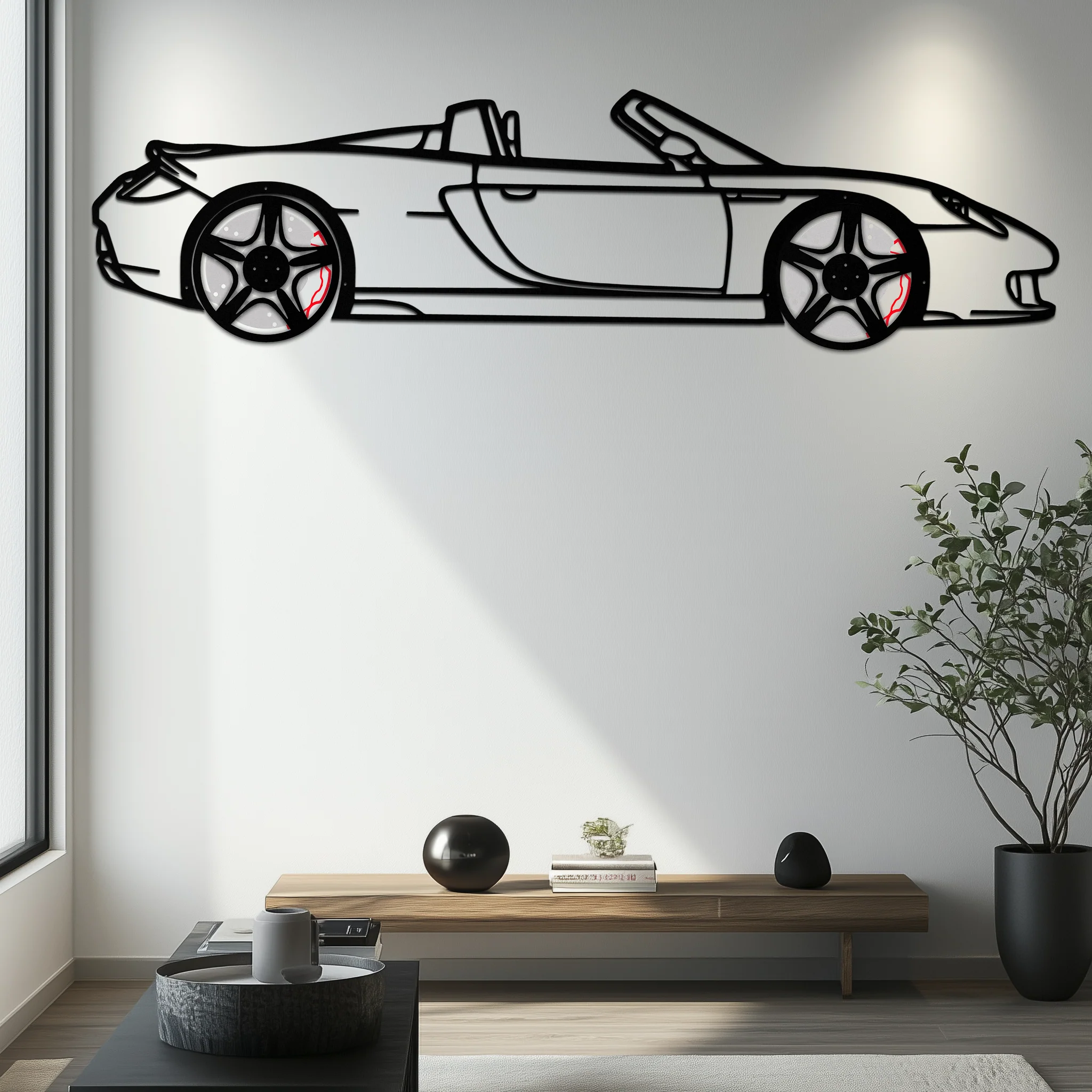 Porsche Carrera GT Silhouette Metal Wall Art – Supercar Icon Decor with Rotating Wheels-KAFMEKA063 - Image 5