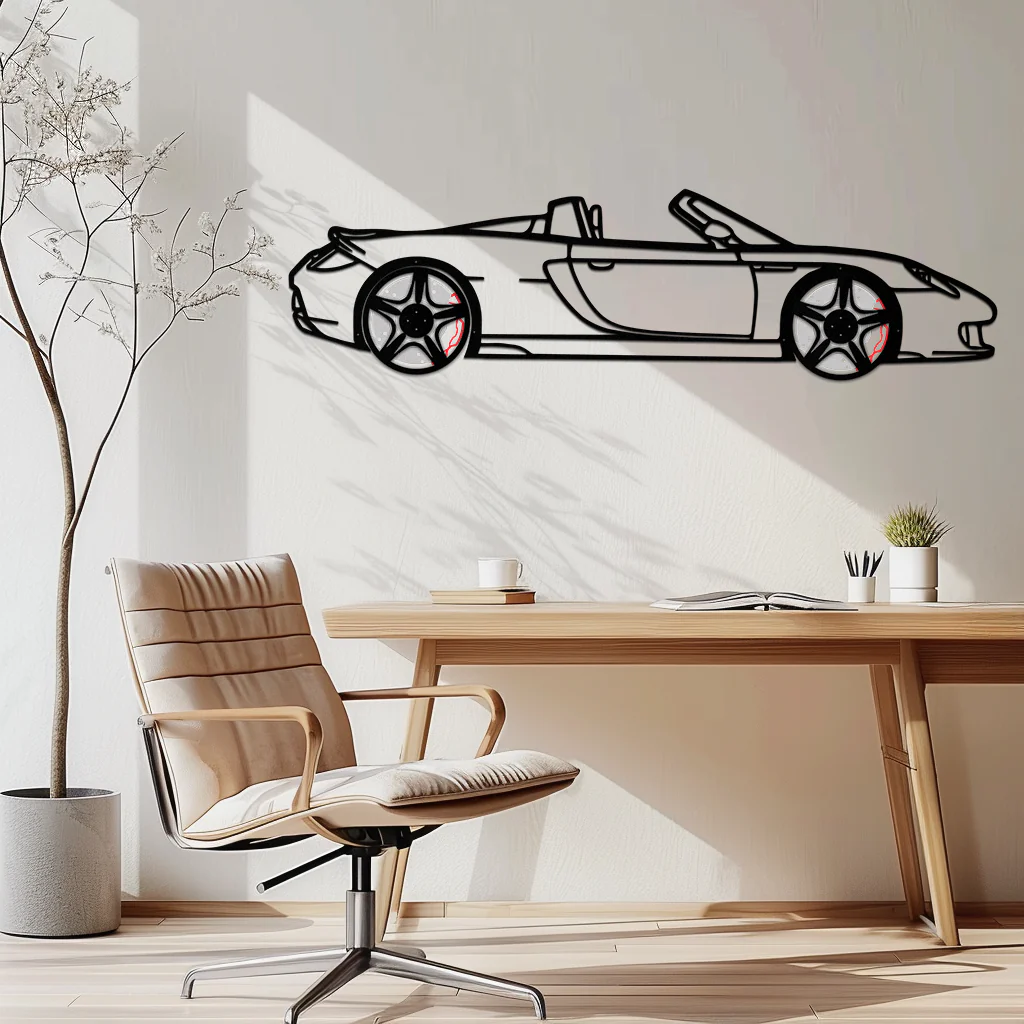 Porsche Carrera GT Silhouette Metal Wall Art – Supercar Icon Decor with Rotating Wheels-KAFMEKA063 - Image 9