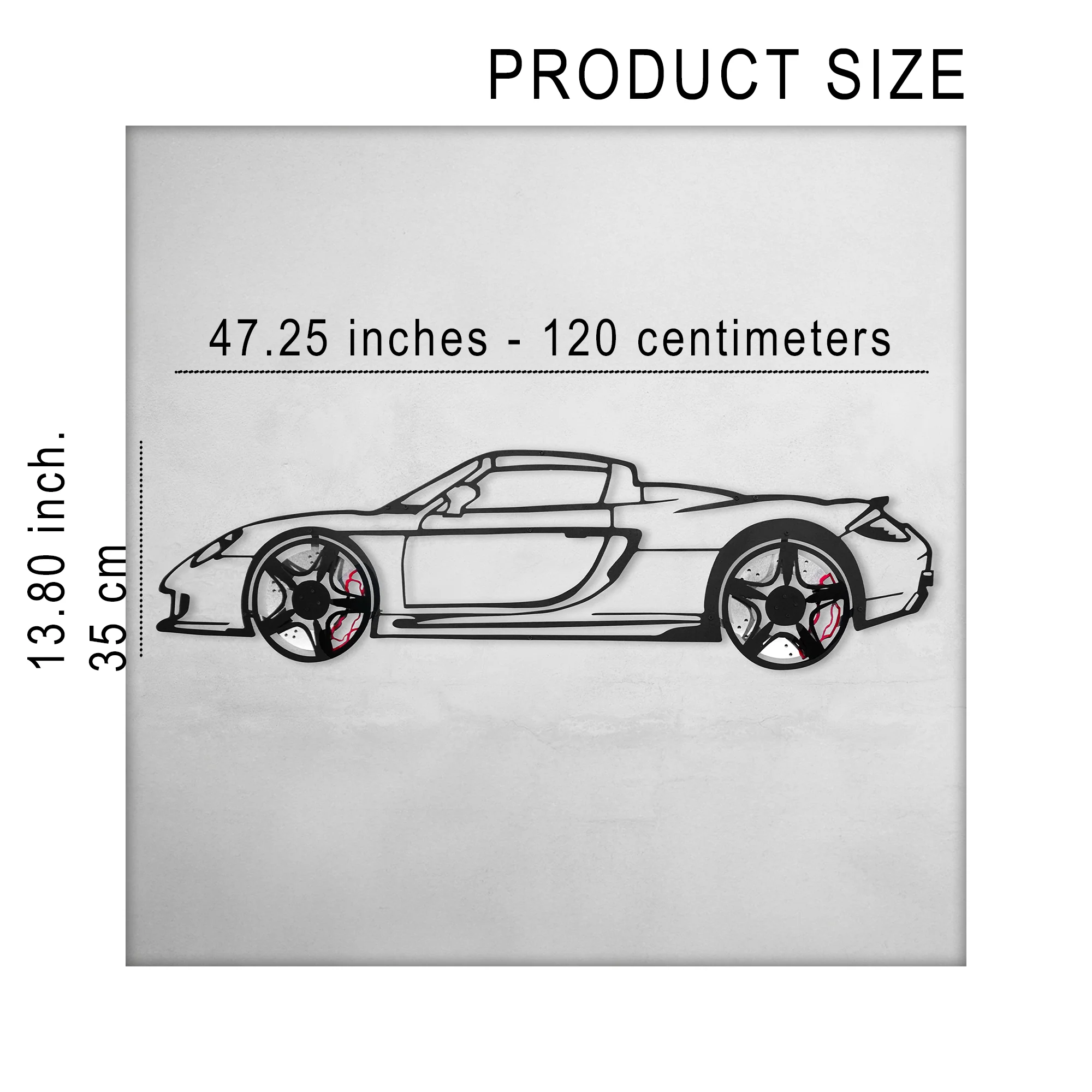 Porsche Carrera GT Wall Art – Supercar Steel Silhouette with Spinning Wheels-KAFMEKA039 - Image 11