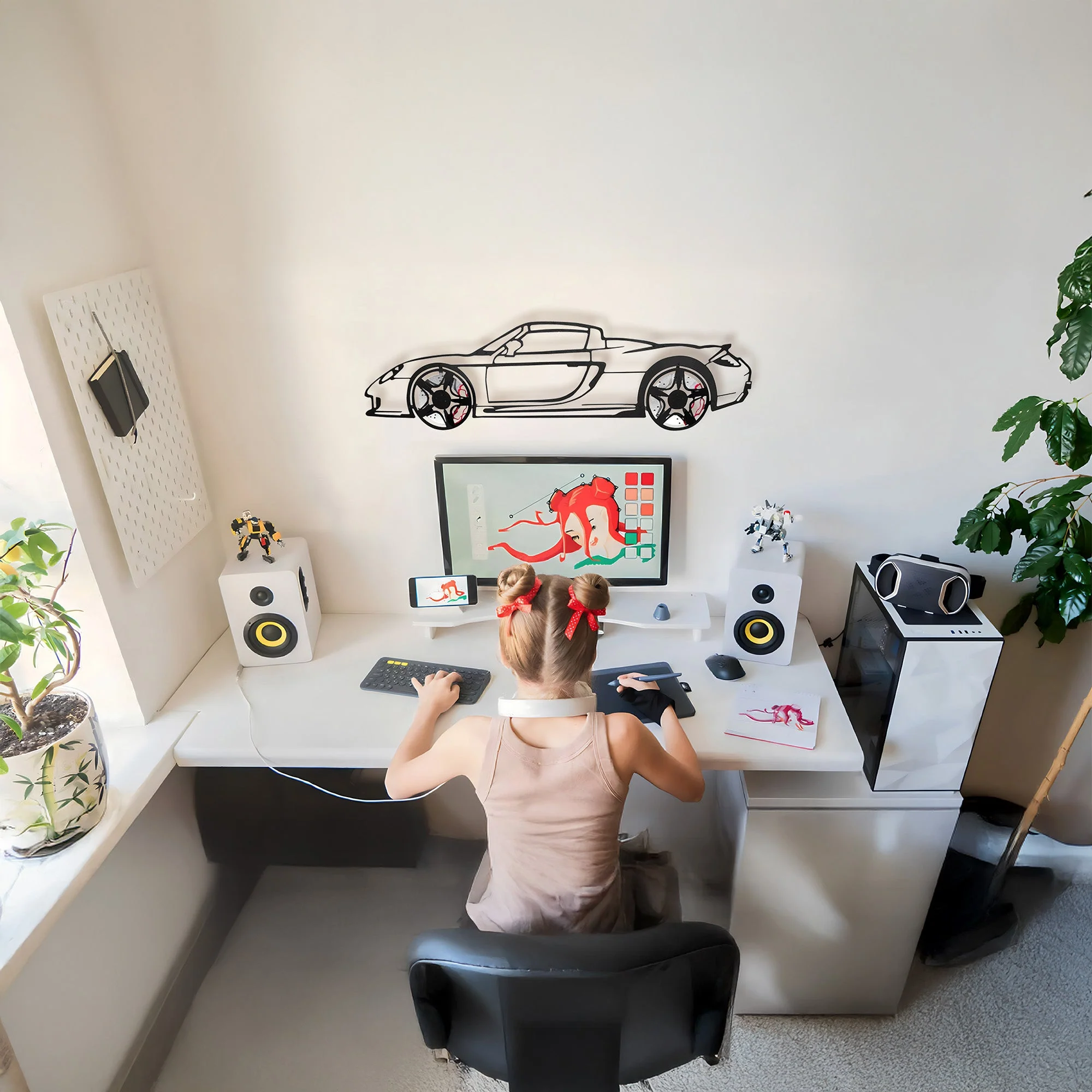 Porsche Carrera GT Wall Art – Supercar Steel Silhouette with Spinning Wheels-KAFMEKA039 - Image 6