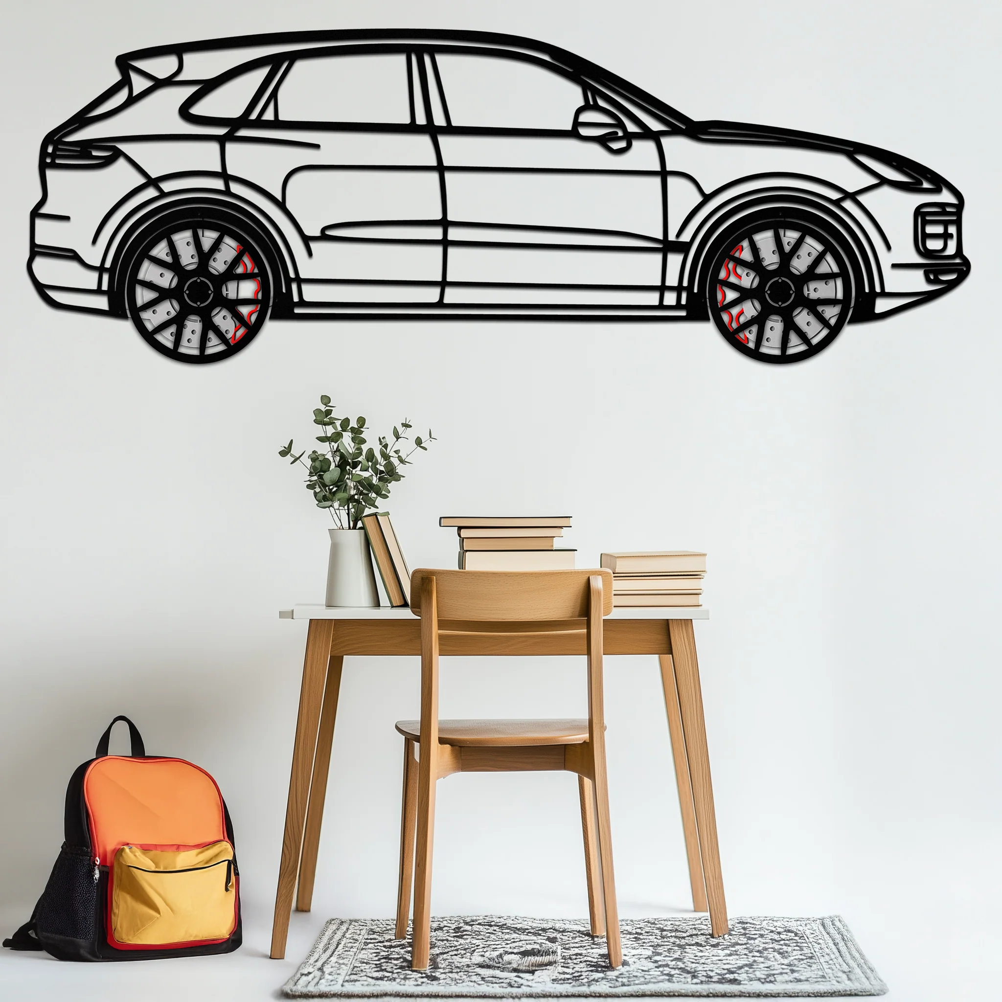Porsche Cayenne Turbo Metal Wall Art – Luxury SUV Silhouette Decor with Rotating Wheels-KAFMEKA064 - Image 10