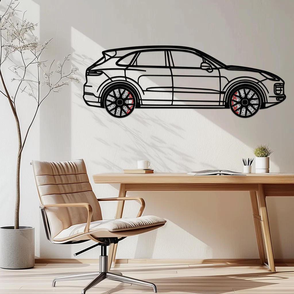 Porsche Cayenne Turbo Metal Wall Art – Luxury SUV Silhouette Decor with Rotating Wheels-KAFMEKA064 - Image 7