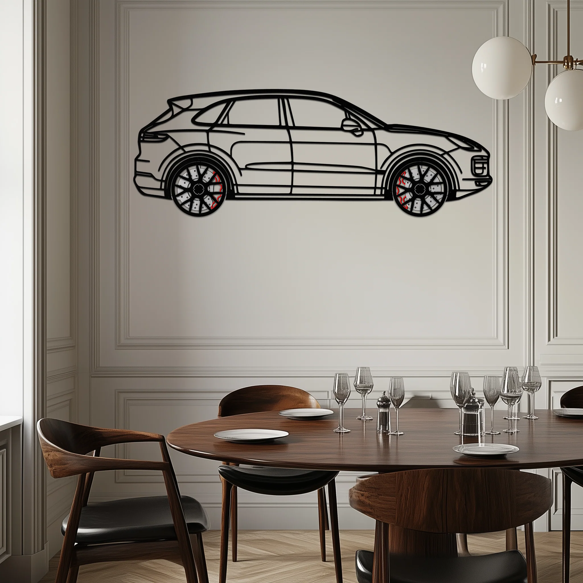 Porsche Cayenne Turbo Metal Wall Art – Luxury SUV Silhouette Decor with Rotating Wheels-KAFMEKA064 - Image 9
