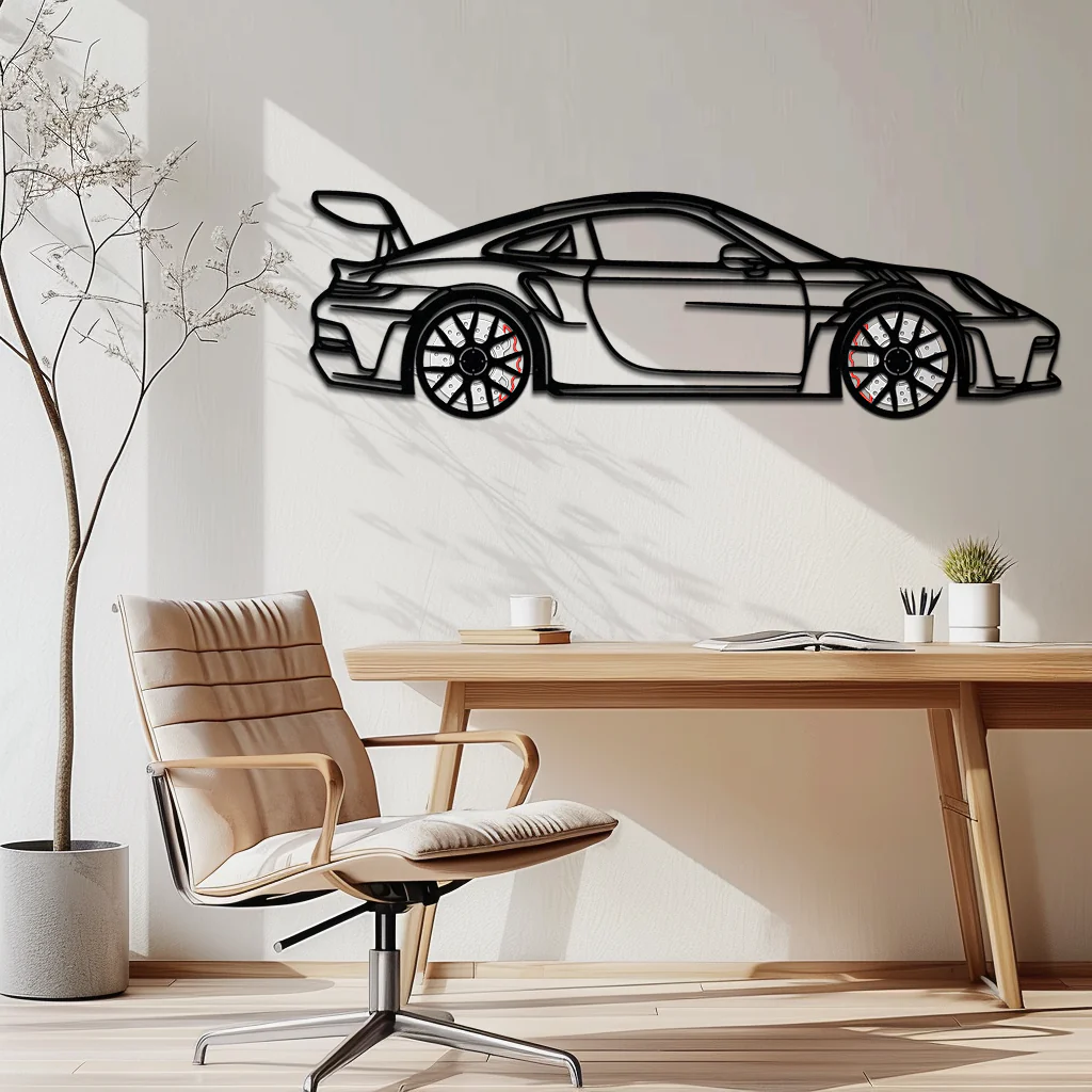 Porsche GT3 RS Style Metal Wall Art – Rotating Wheel Car Silhouette | Premium Gift for Porsche Lovers,KAFMEKA051 - Image 6