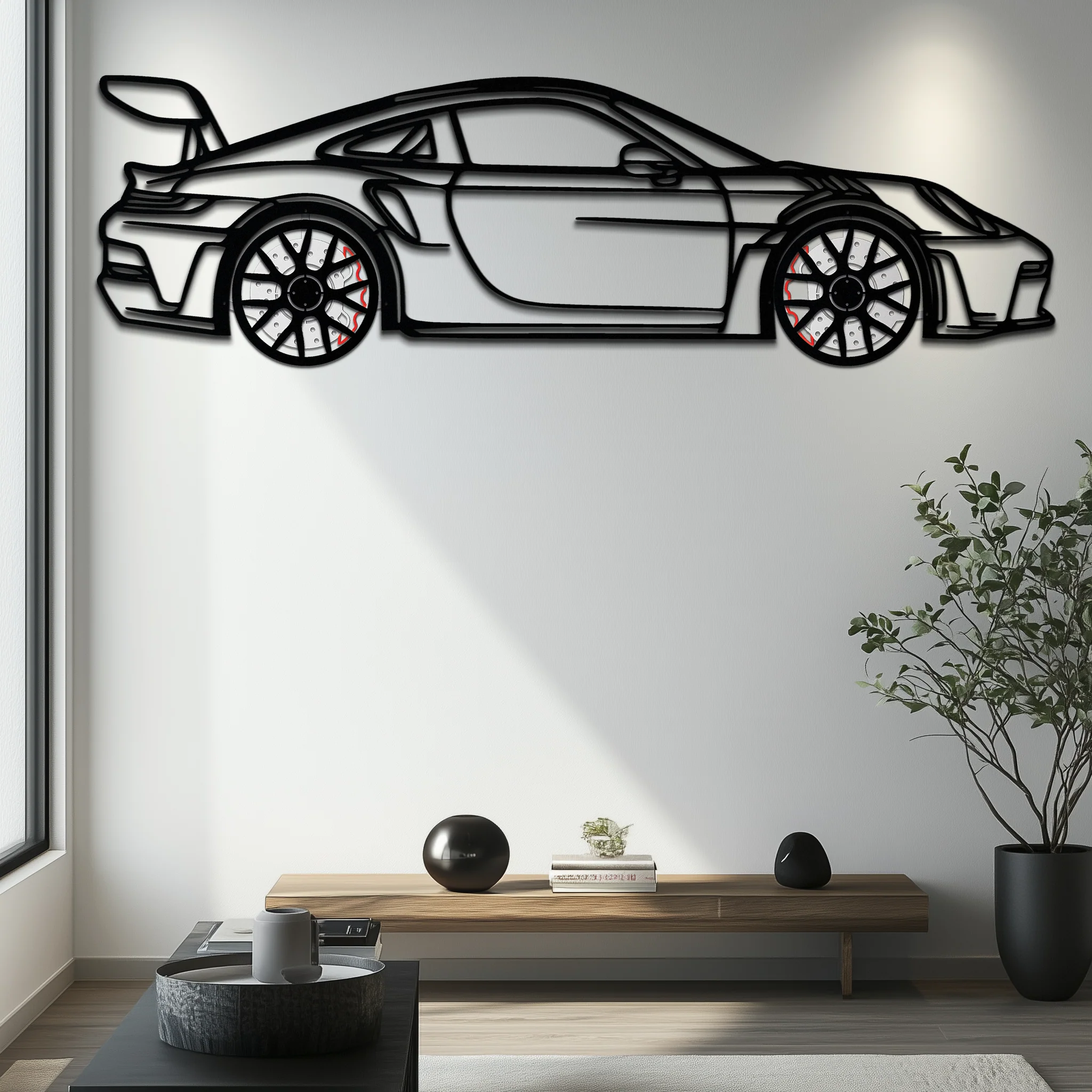 Porsche GT3 RS Style Metal Wall Art – Rotating Wheel Car Silhouette | Premium Gift for Porsche Lovers,KAFMEKA051 - Image 9
