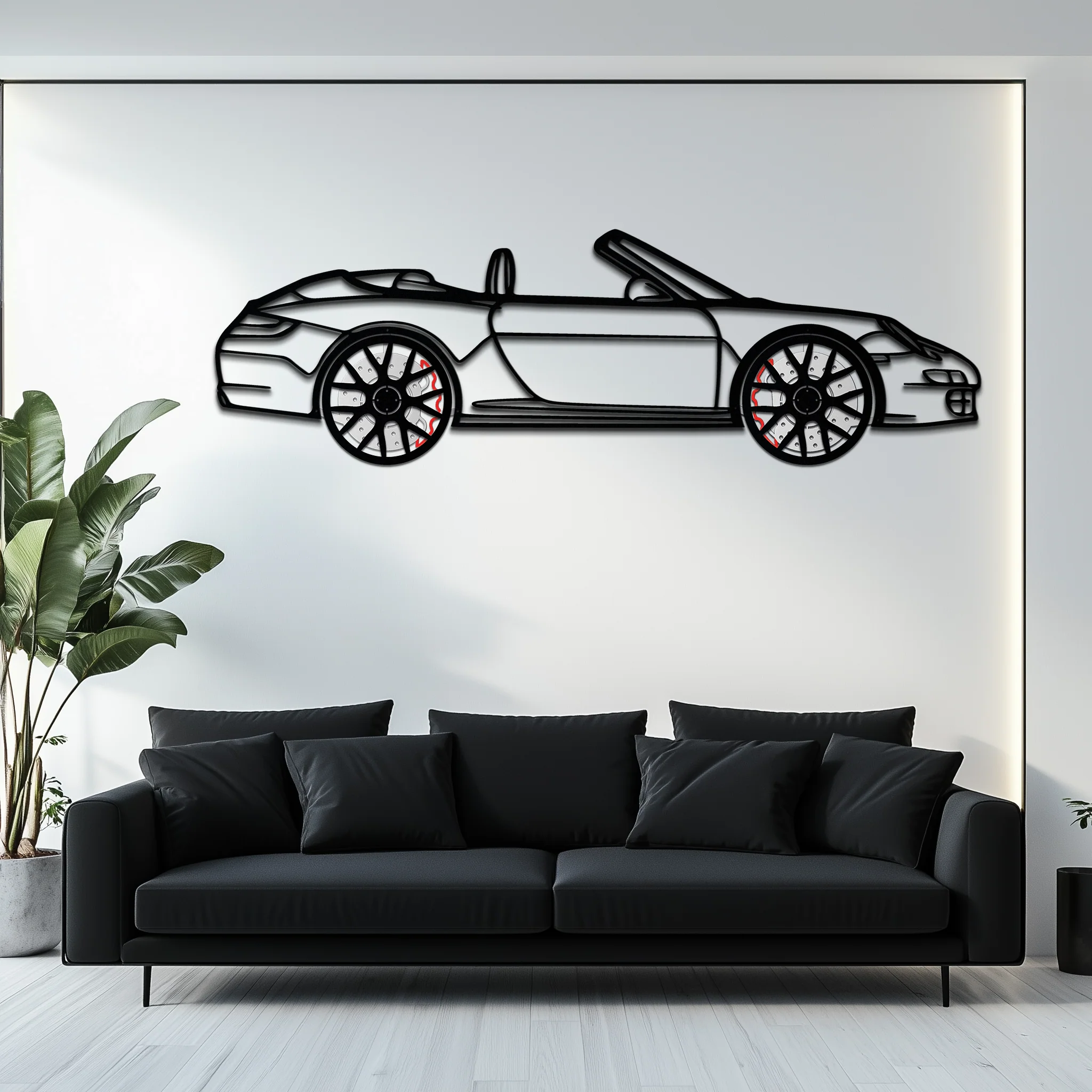 Porsche-Inspired Cabrio Silhouette Metal Wall Art – Rotating Wheel Garage Decor Gift,KAFMEKA055 - Image 10