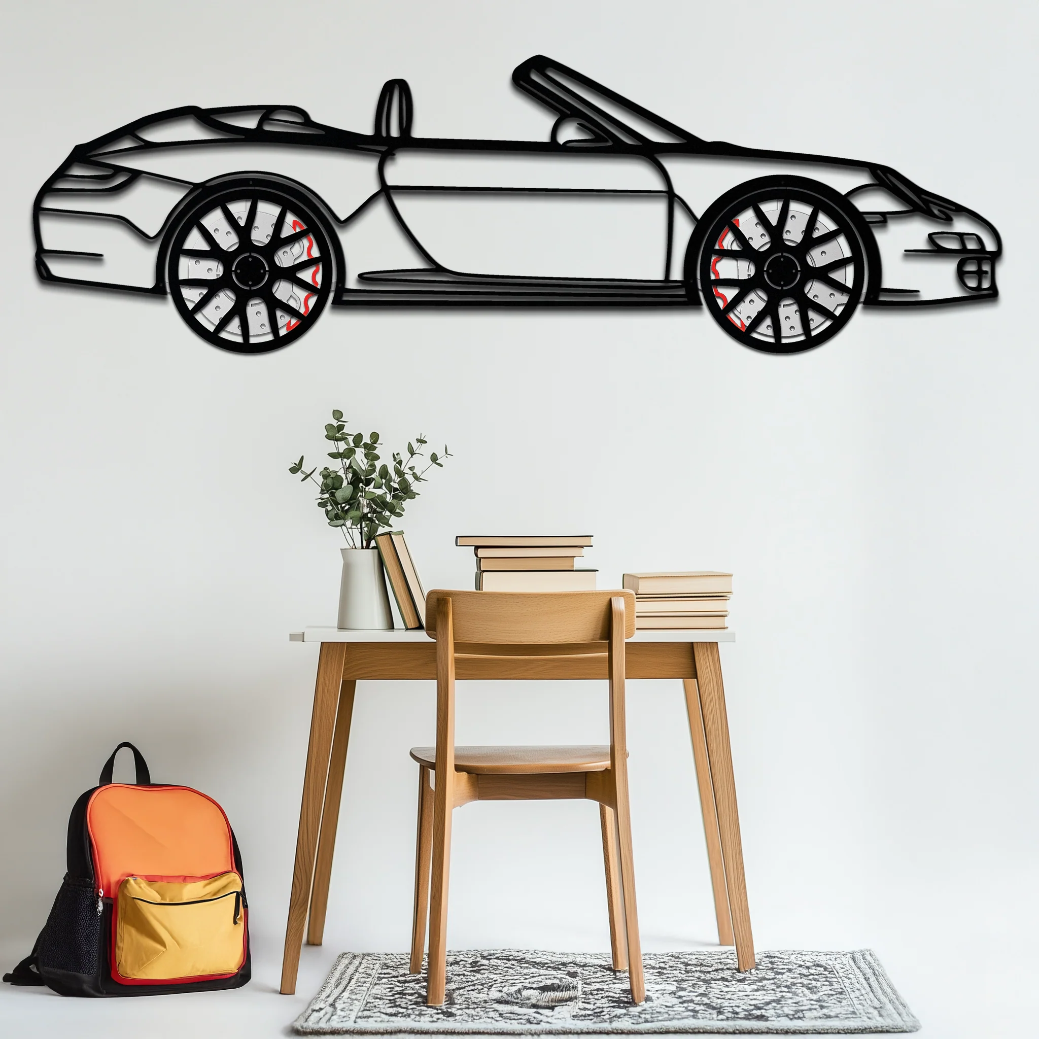 Porsche-Inspired Cabrio Silhouette Metal Wall Art – Rotating Wheel Garage Decor Gift,KAFMEKA055 - Image 7