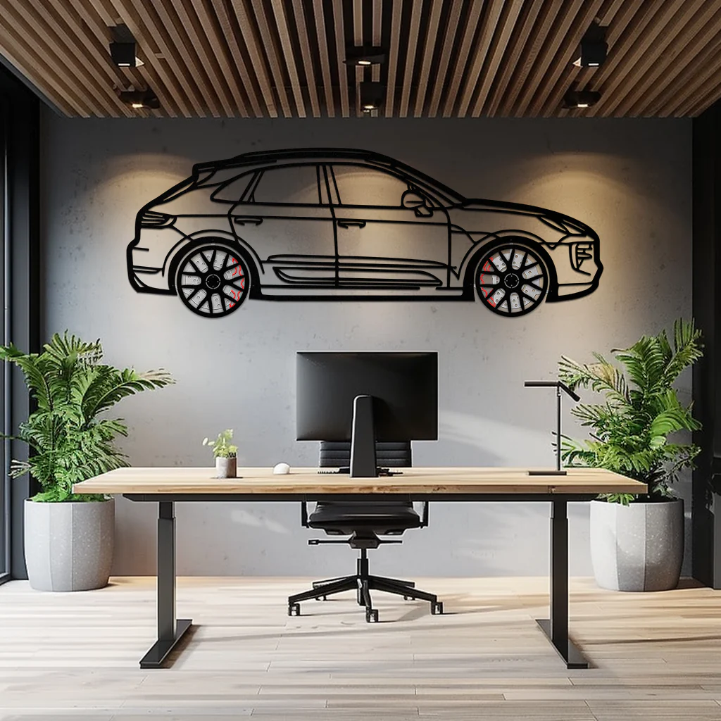 Porsche Macan GTS 95B Metal Wall Art – Luxury Performance SUV Silhouette with Rotating Wheels-KAFMEKA065 - Image 10