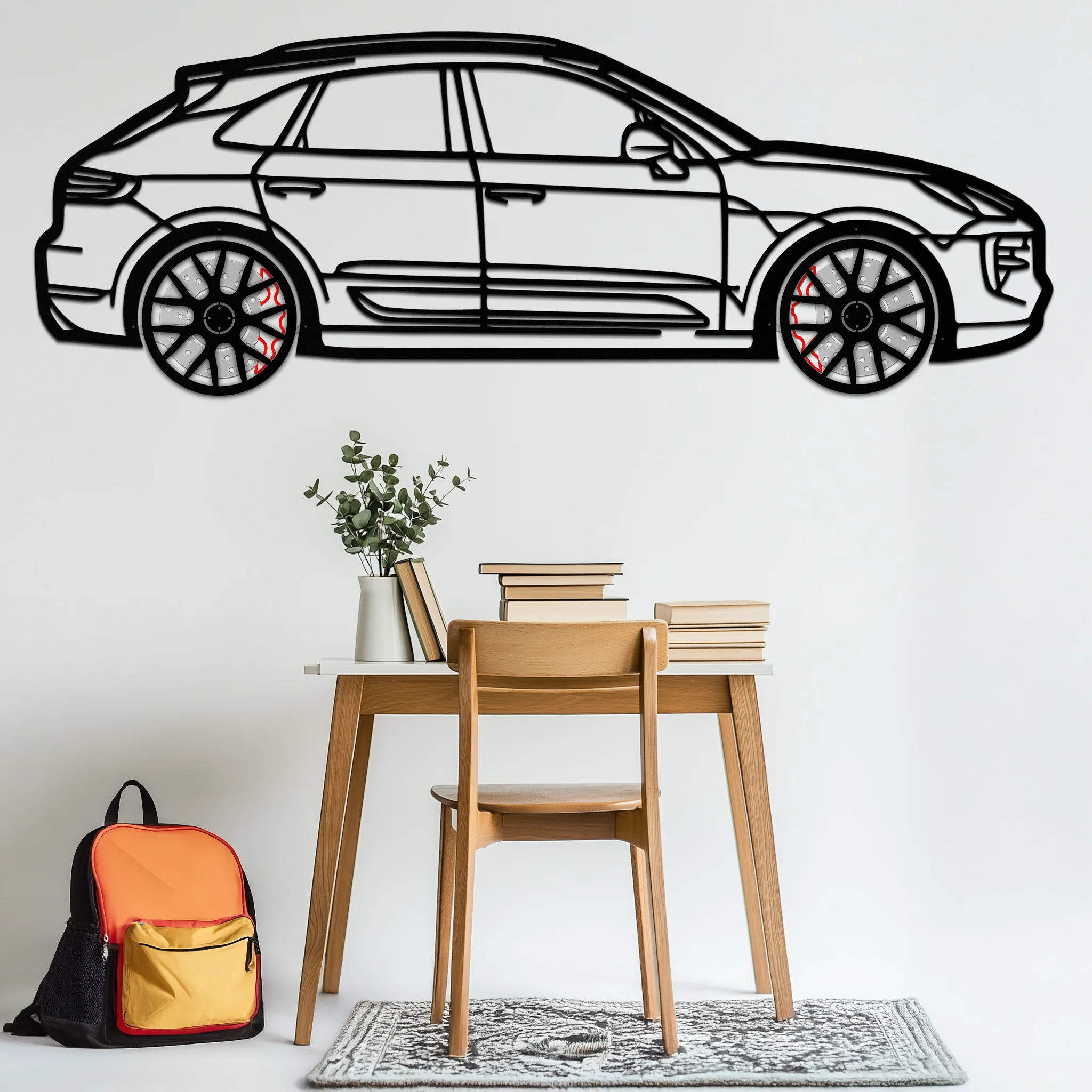 Porsche Macan GTS 95B Metal Wall Art – Luxury Performance SUV Silhouette with Rotating Wheels-KAFMEKA065 - Image 2