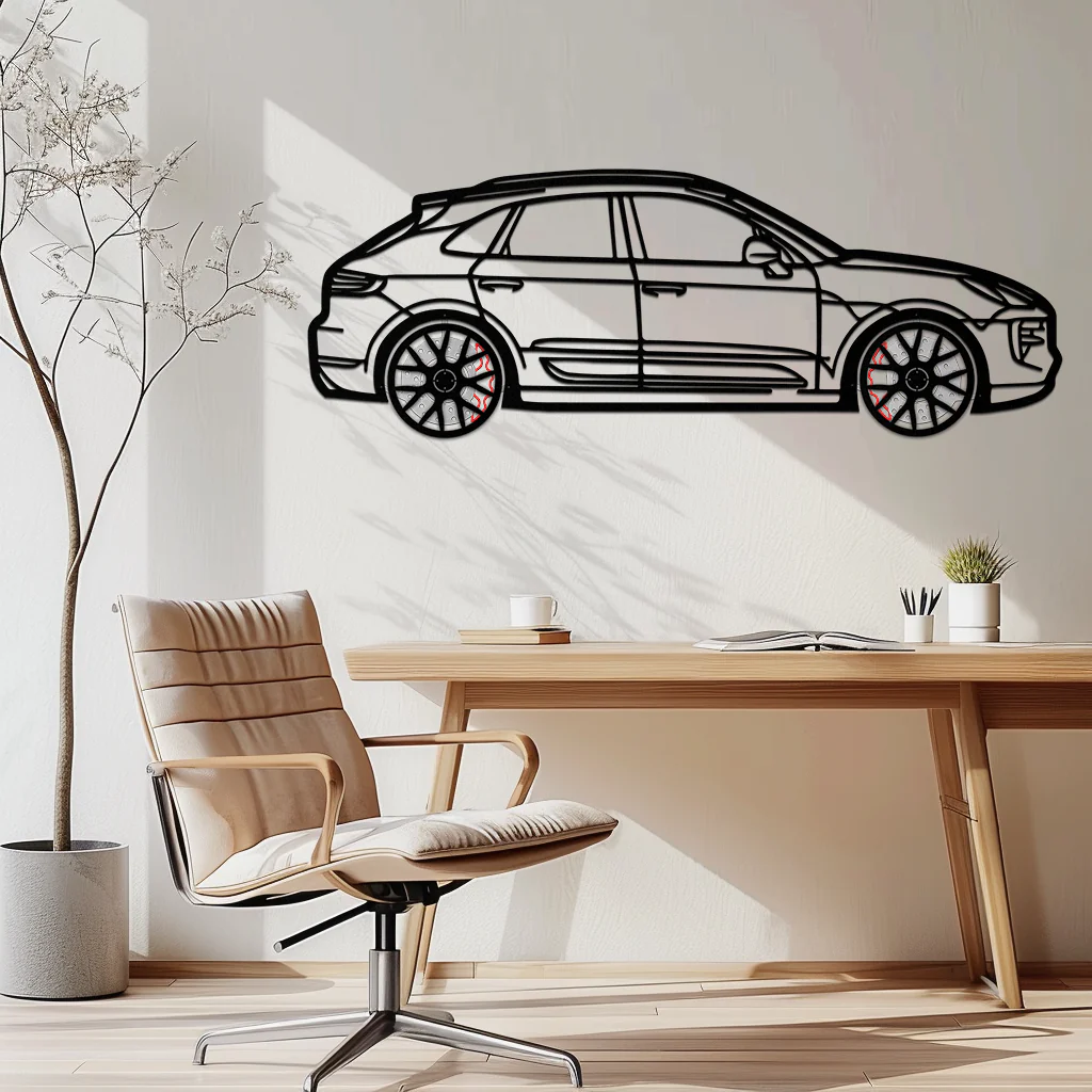 Porsche Macan GTS 95B Metal Wall Art – Luxury Performance SUV Silhouette with Rotating Wheels-KAFMEKA065 - Image 3