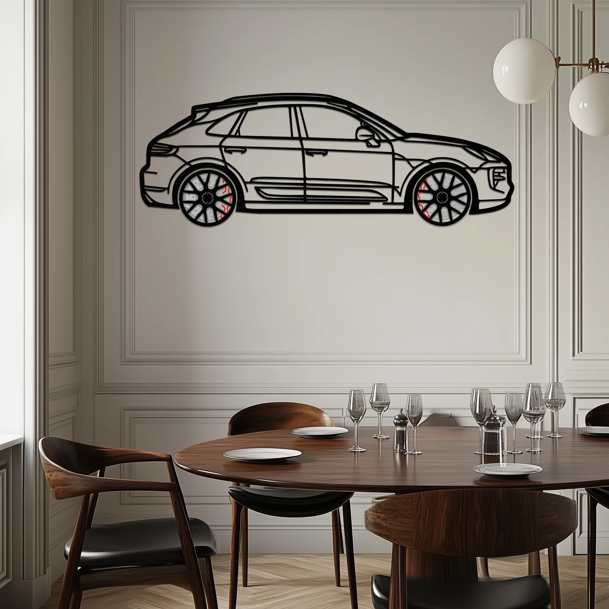 Porsche Macan GTS 95B Metal Wall Art – Luxury Performance SUV Silhouette with Rotating Wheels-KAFMEKA065 - Image 5
