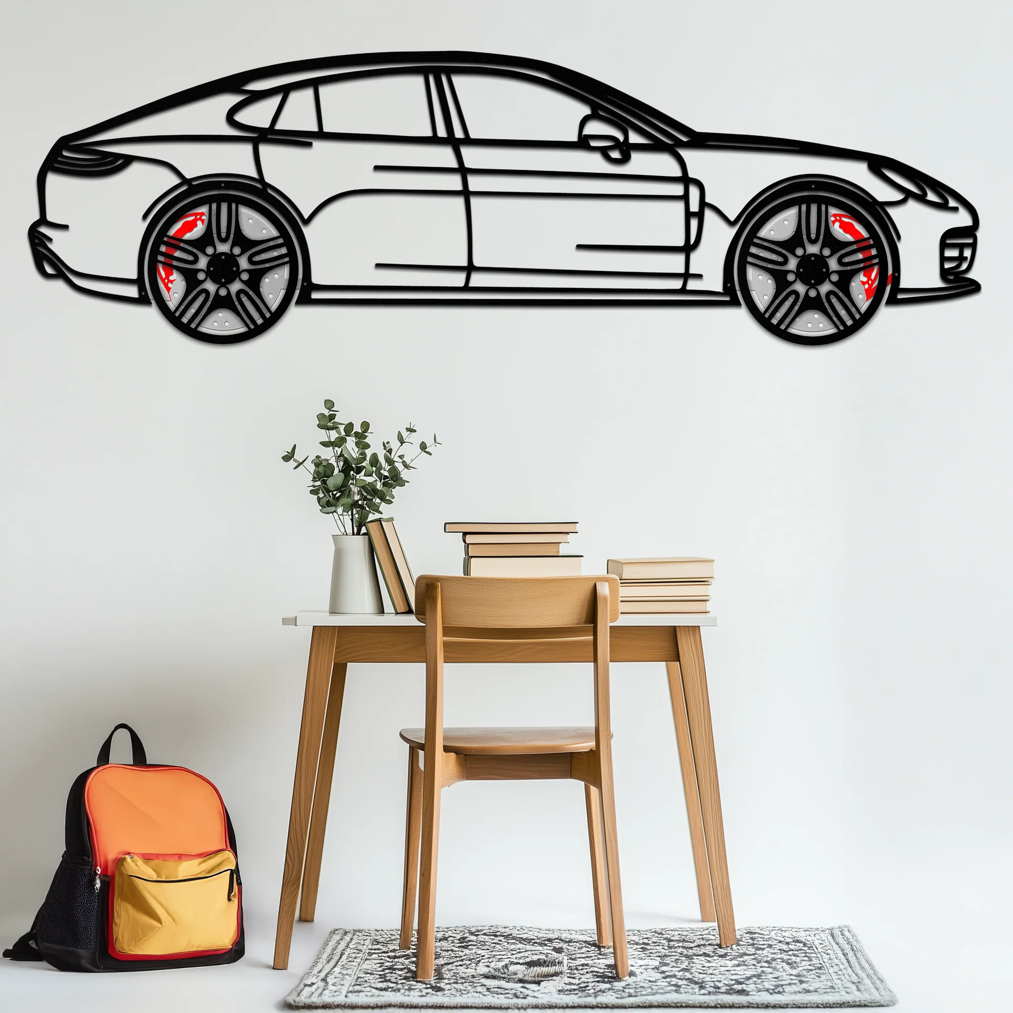Porsche Panamera GTS 2023 Metal Wall Art – Luxury Sport Sedan Silhouette with Rotating Wheels-KAFMEKA066 - Image 2