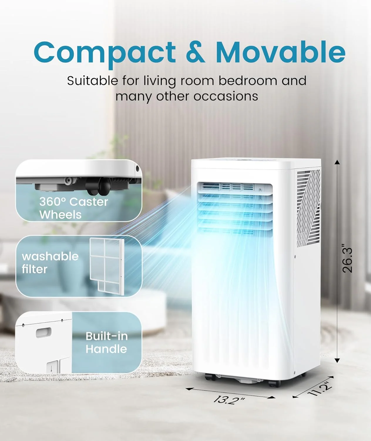 portable Air Conditioner, 10000 BTU Air Conditioner with Cooling, Fan, Dehumidifier, Sleep Mode, ≤55 db, Cooling up to 450 Sq. Ft. with 24H Timer - Image 4