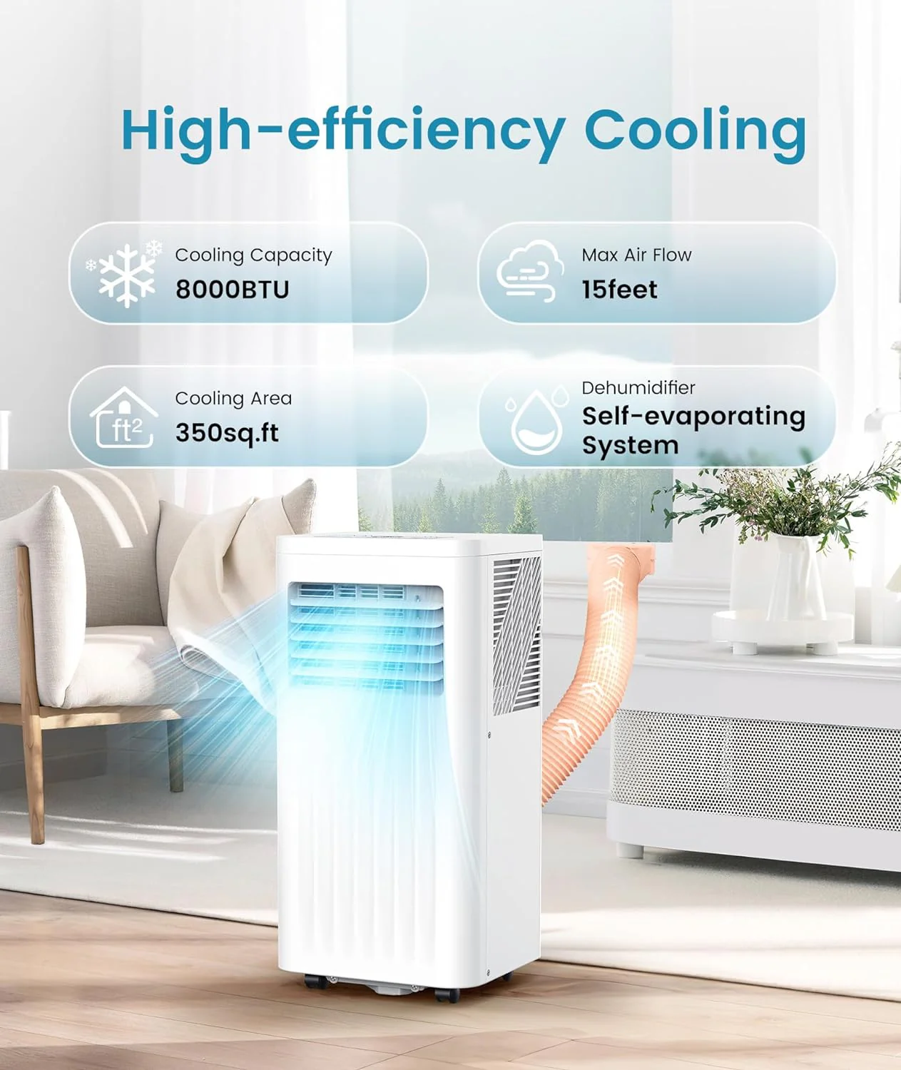 portable Air Conditioner, 10000 BTU Air Conditioner with Cooling, Fan, Dehumidifier, Sleep Mode, ≤55 db, Cooling up to 450 Sq. Ft. with 24H Timer - Image 6