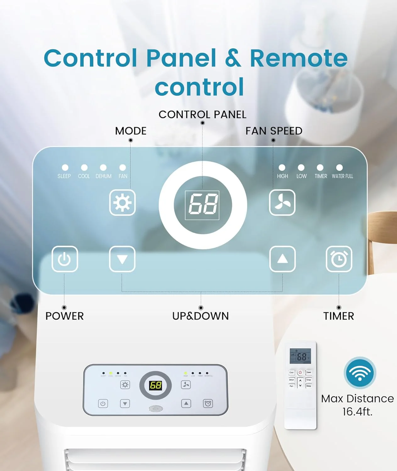 portable Air Conditioner, 10000 BTU Air Conditioner with Cooling, Fan, Dehumidifier, Sleep Mode, ≤55 db, Cooling up to 450 Sq. Ft. with 24H Timer - Image 7