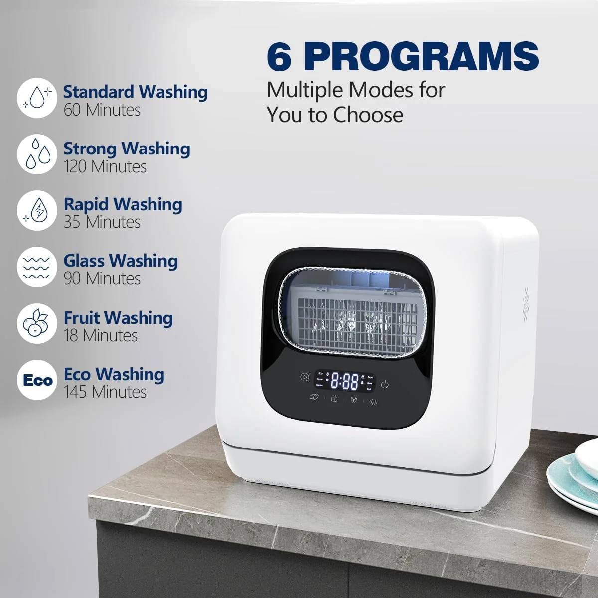 Portable Dishwasher Countertop with 6 Washing modes DW8306 - Image 3