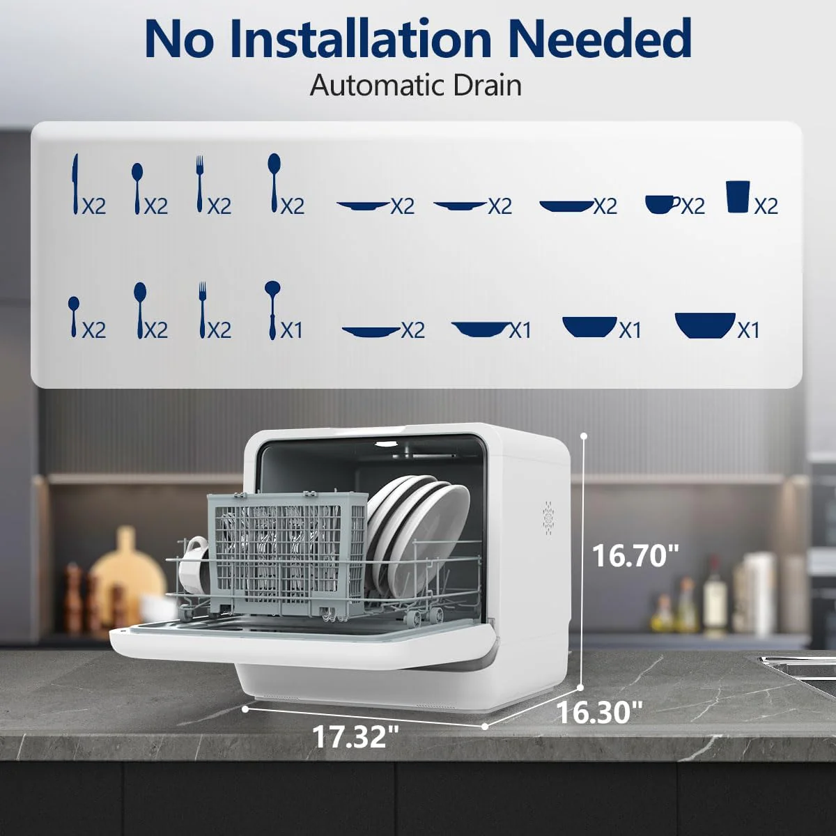 Portable Dishwasher Countertop with 6 Washing modes DW8306 - Image 5