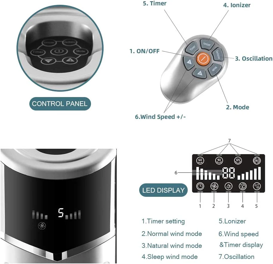 Portable Oscillating Tower Fan - Image 58