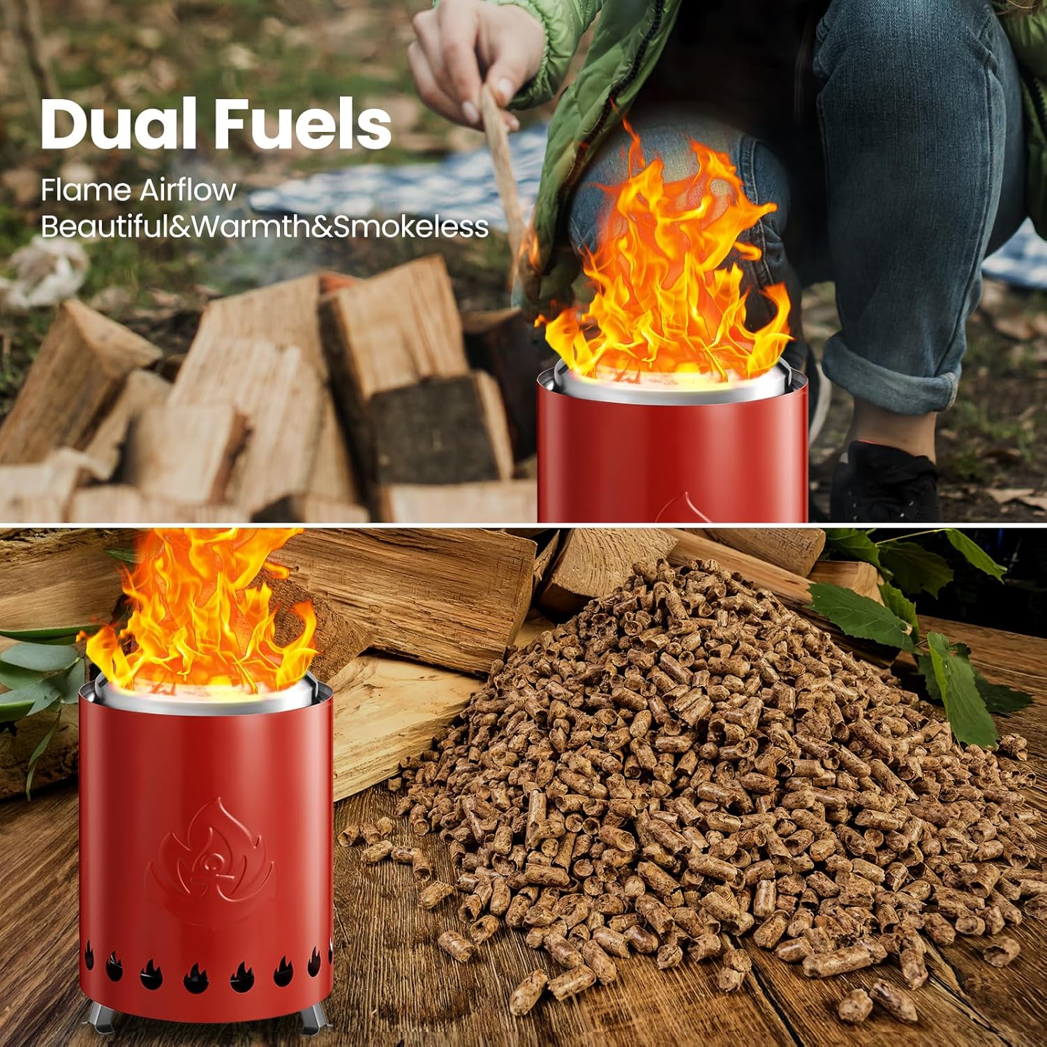 Portable Outdoor Fire Pit with Stand, Low Smoke Burning Tabletop Fire Pit Fuel - Image 11