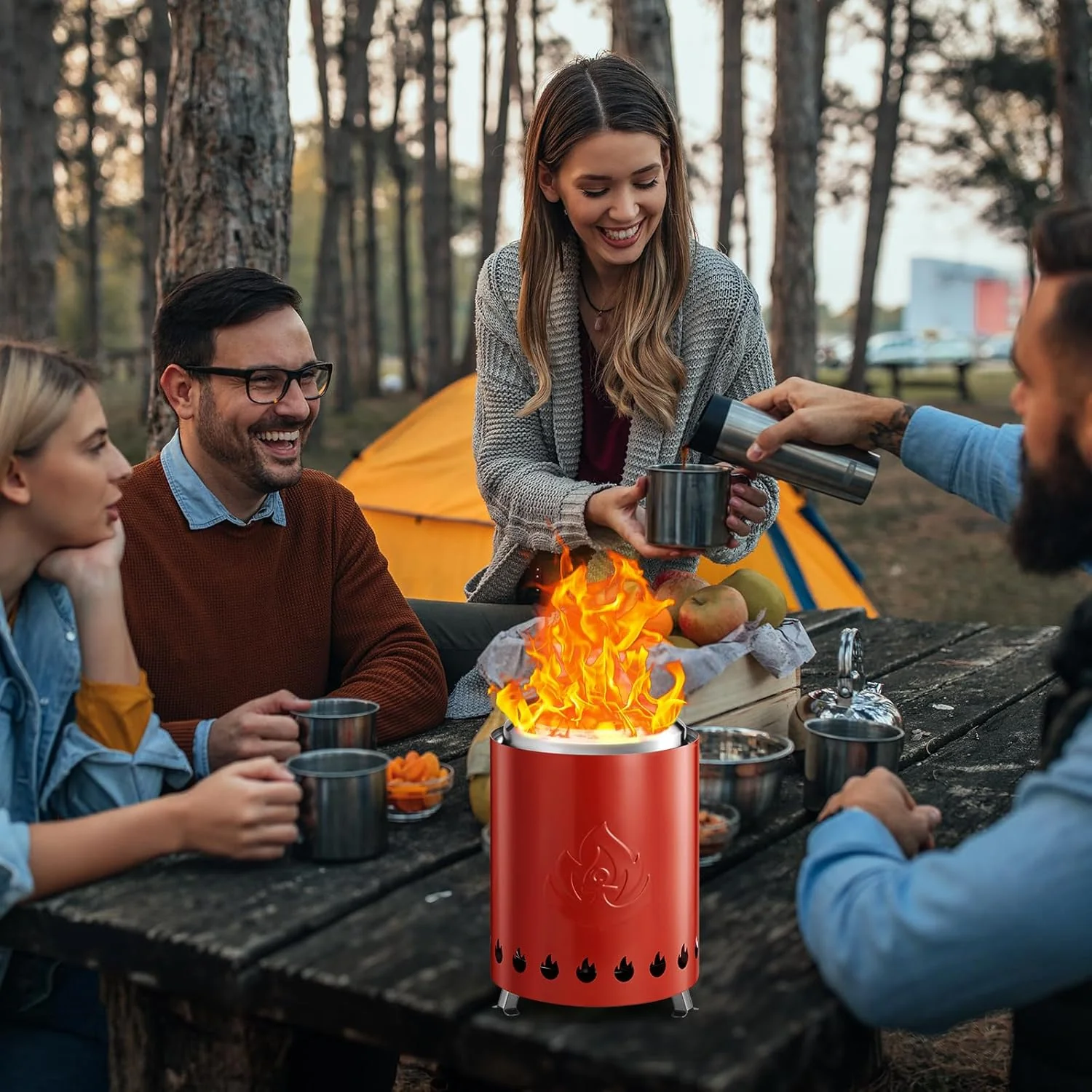 Portable Outdoor Fire Pit with Stand, Low Smoke Burning Tabletop Fire Pit Fuel - Image 13
