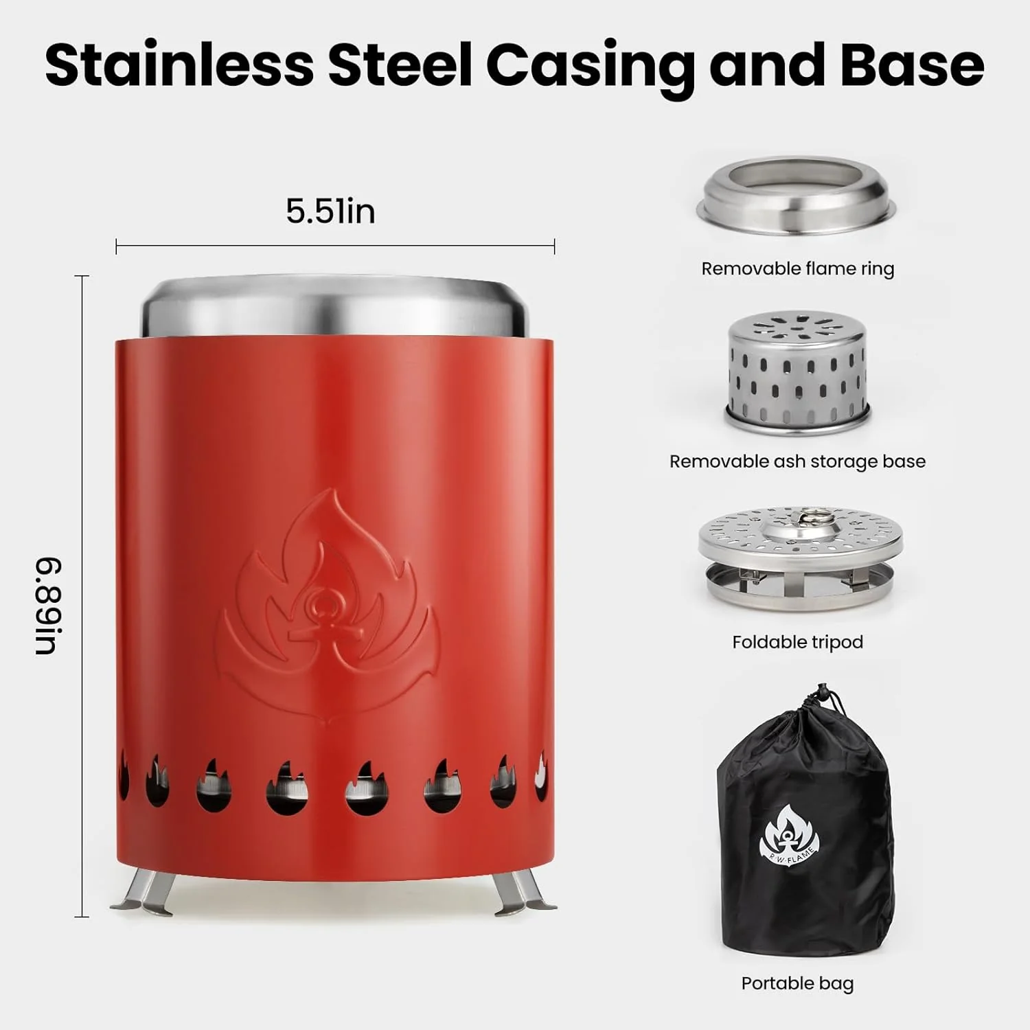 Portable Outdoor Fire Pit with Stand, Low Smoke Burning Tabletop Fire Pit Fuel - Image 14