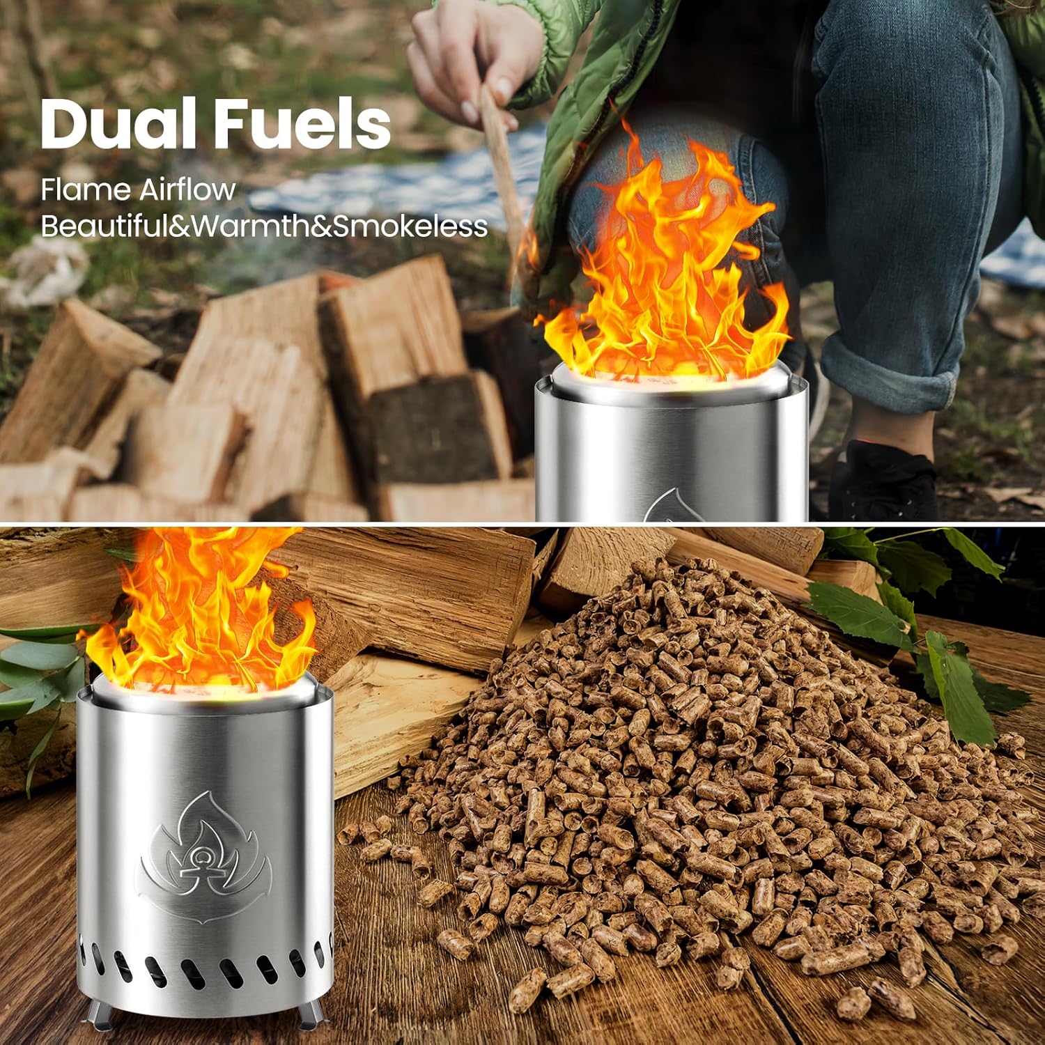 Portable Outdoor Fire Pit with Stand, Low Smoke Burning Tabletop Fire Pit Fuel - Image 4