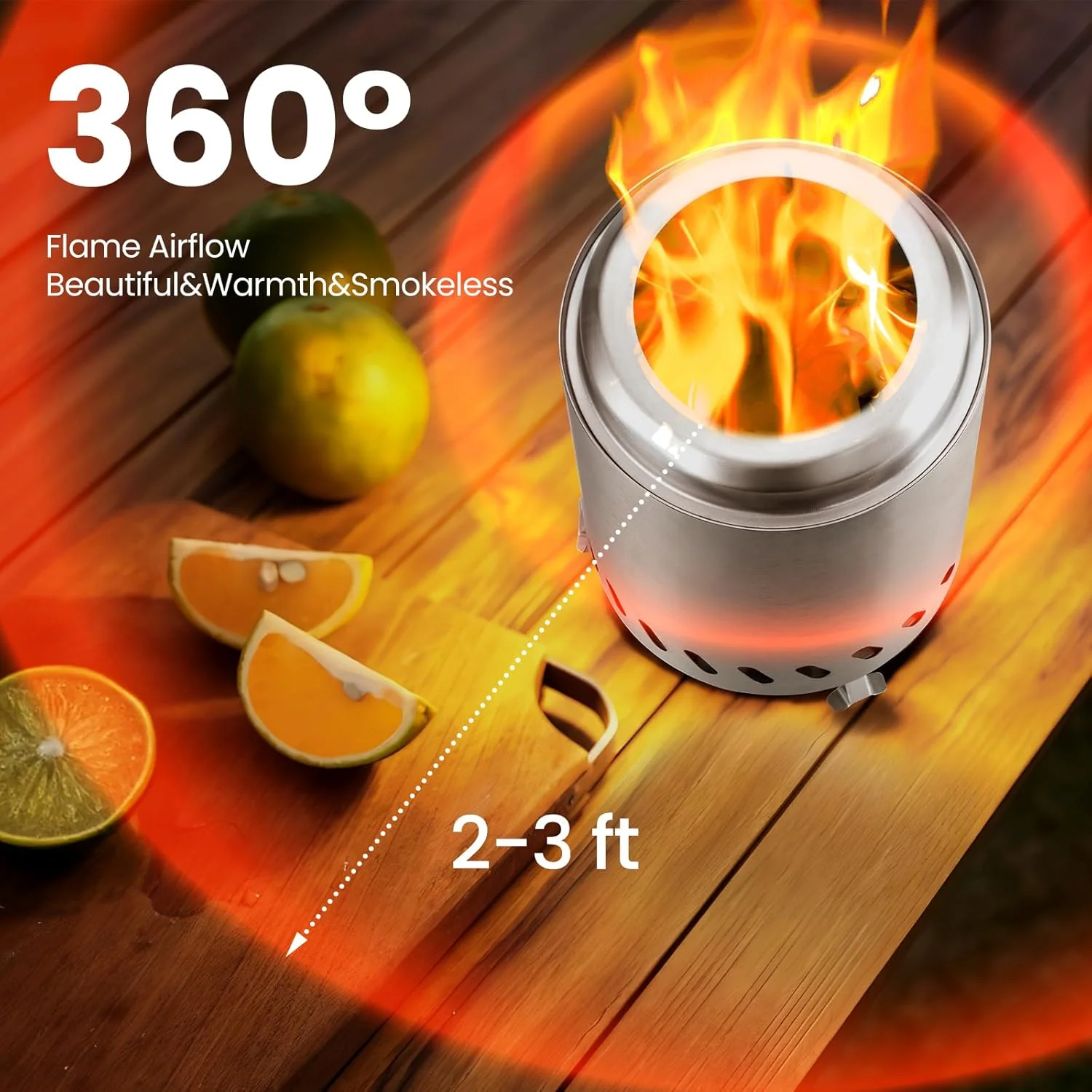 Portable Outdoor Fire Pit with Stand, Low Smoke Burning Tabletop Fire Pit Fuel - Image 5