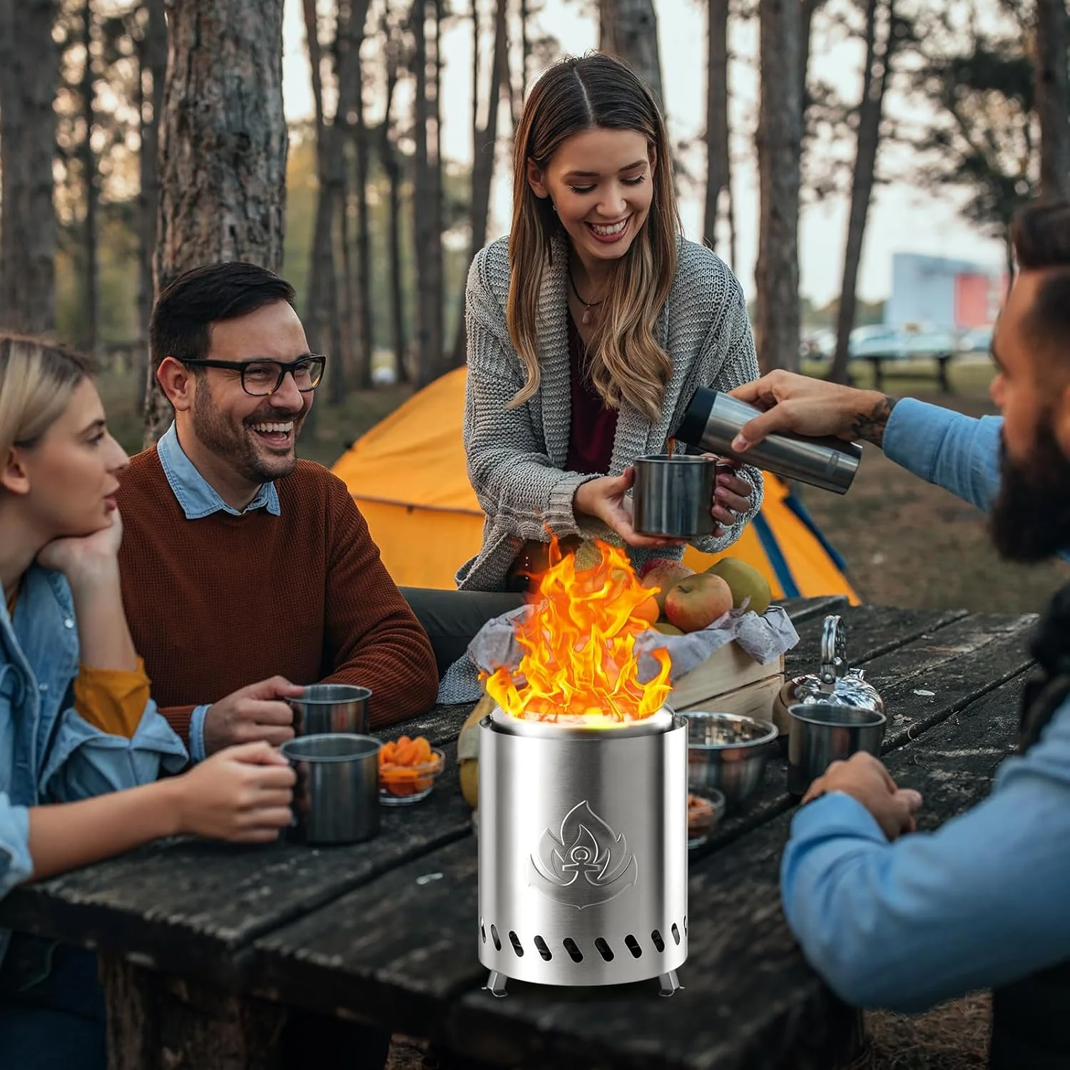 Portable Outdoor Fire Pit with Stand, Low Smoke Burning Tabletop Fire Pit Fuel - Image 6
