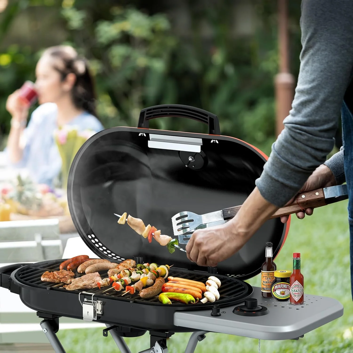 Portable  Propane Gas Grill, 15000BTUS, 348 SQ Inch  Cooking Areas, for Outdoor Camping/Tailgating/Picnic, Black - Image 11