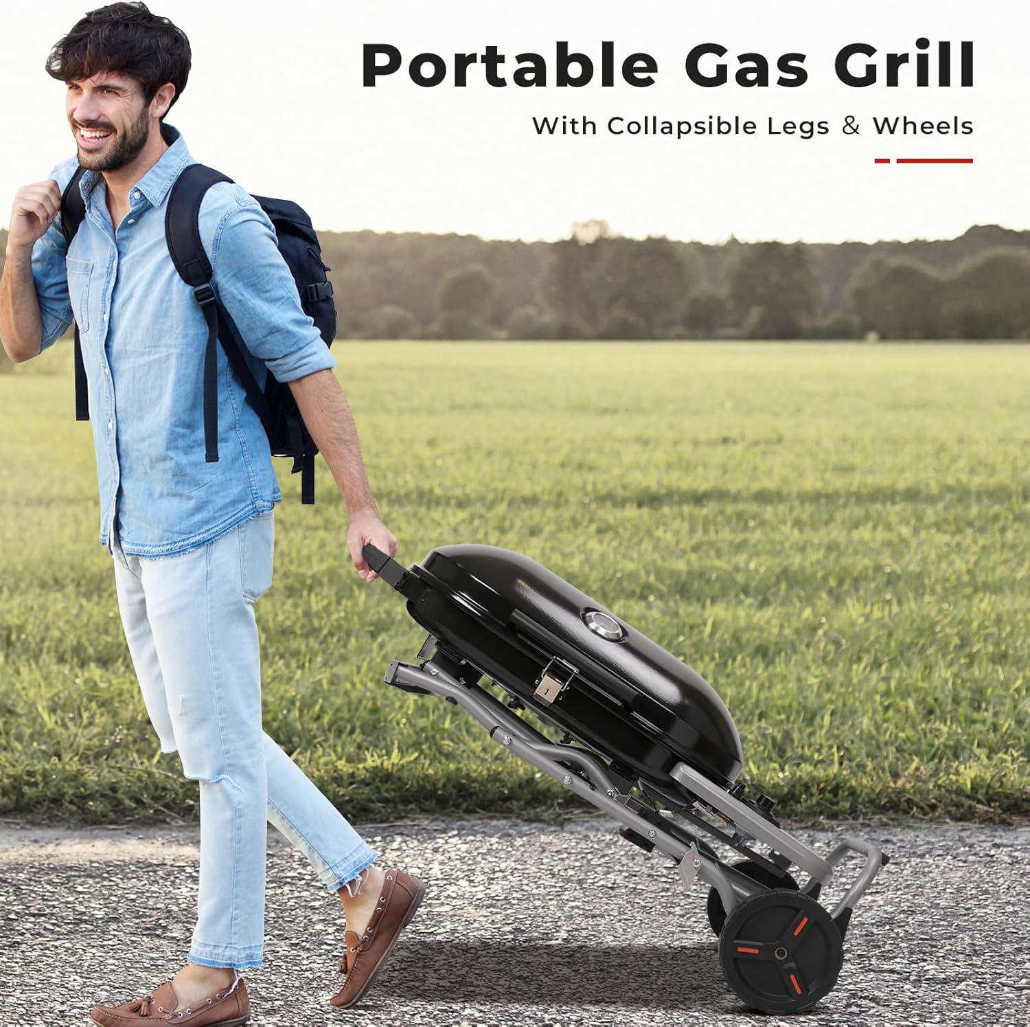 Portable  Propane Gas Grill, 15000BTUS, 348 SQ Inch  Cooking Areas, for Outdoor Camping/Tailgating/Picnic, Black - Image 13