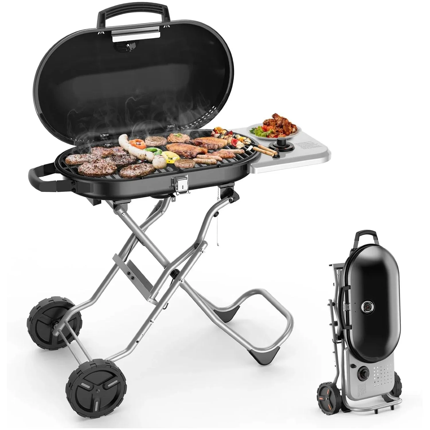 Portable  Propane Gas Grill, 15000BTUS, 348 SQ Inch  Cooking Areas, for Outdoor Camping/Tailgating/Picnic, Black - Image 14