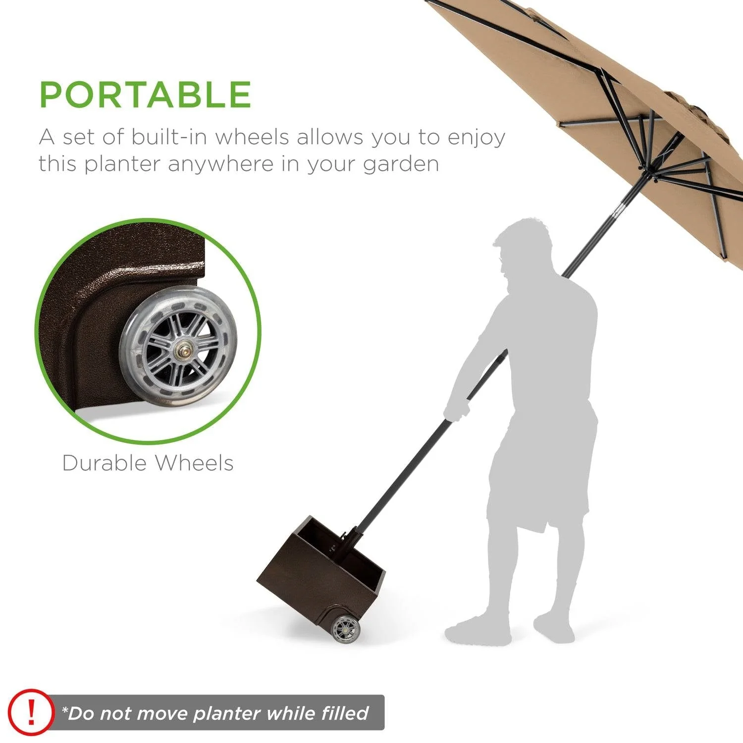 Portable Wheeled Powder Coated Steel Umbrella Base Stand / Planter Box - Image 4