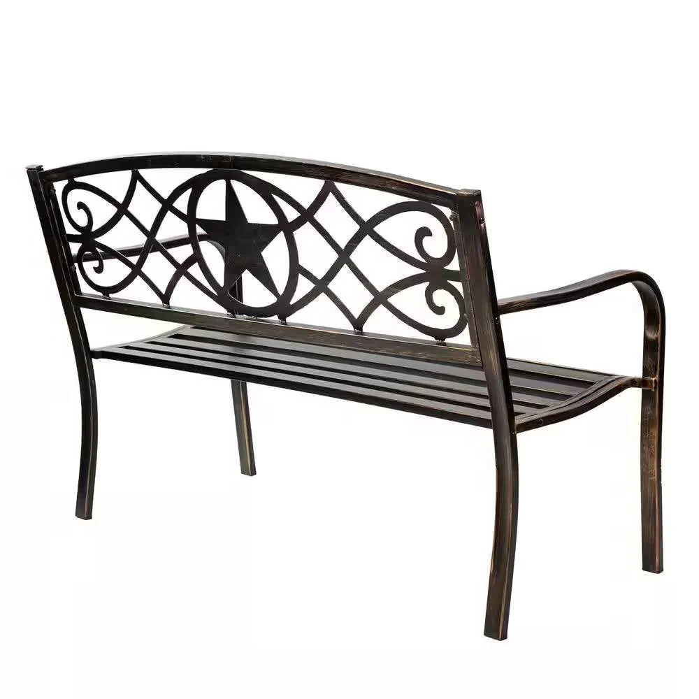 Powder Coated Steel 4-ft. Outdoor Patio Garden Bench in Bronze Metal Finish - Image 3