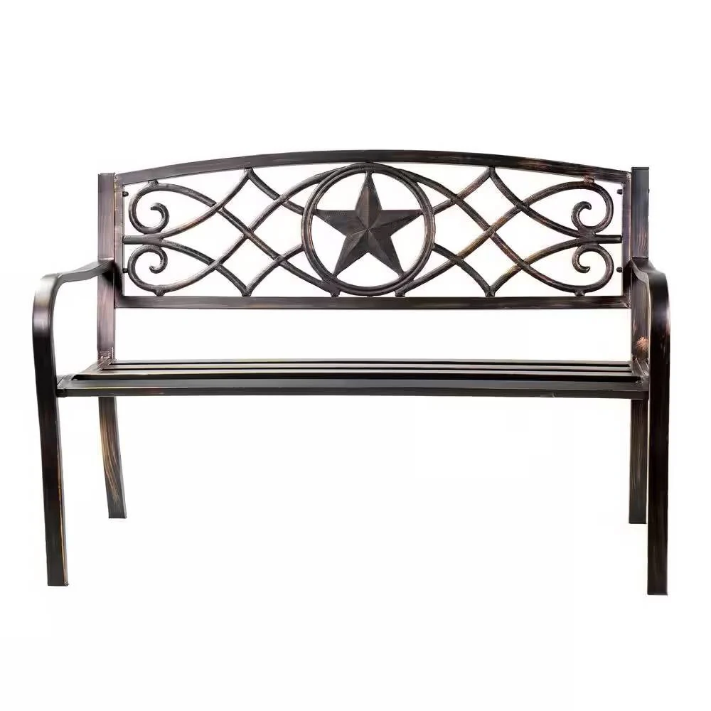 Powder Coated Steel 4-ft. Outdoor Patio Garden Bench in Bronze Metal Finish - Image 4