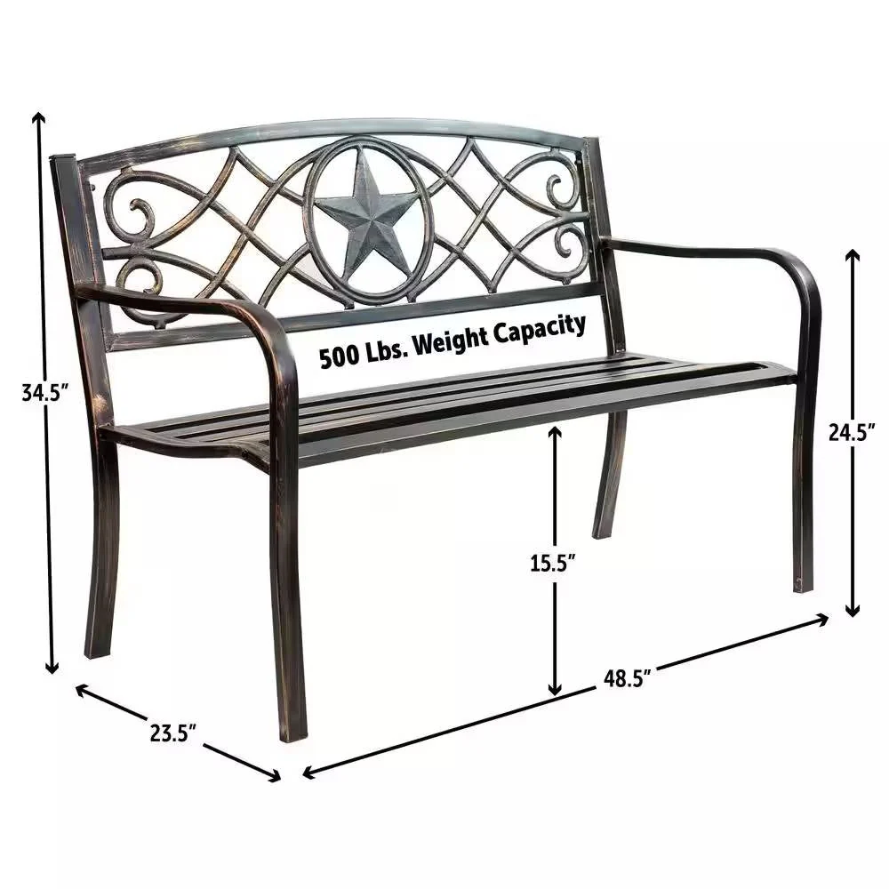 Powder Coated Steel 4-ft. Outdoor Patio Garden Bench in Bronze Metal Finish - Image 5