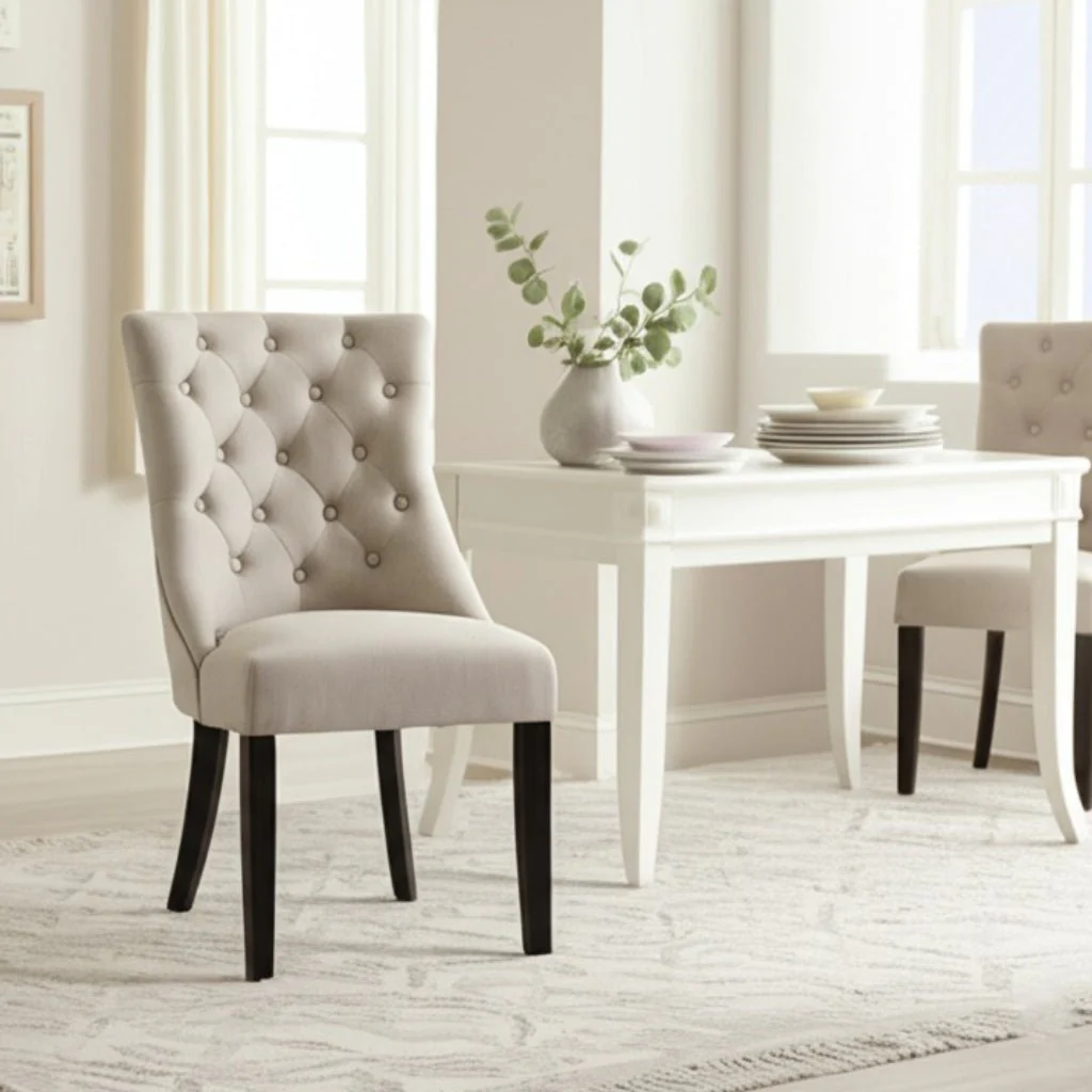 Prairie Upholstered Side Chairs, Cream Linen (Set of 2 Chairs) - Image 2
