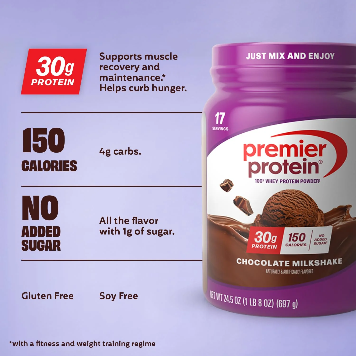 Premier Protein Powder, Chocolate Milkshake, 30g Protein, No Added Sugar, 100% Whey Protein, Keto Friendly, Soy & Gluten Free, 24.5 oz, 17 Servings (Packaging May Vary) - Image 8