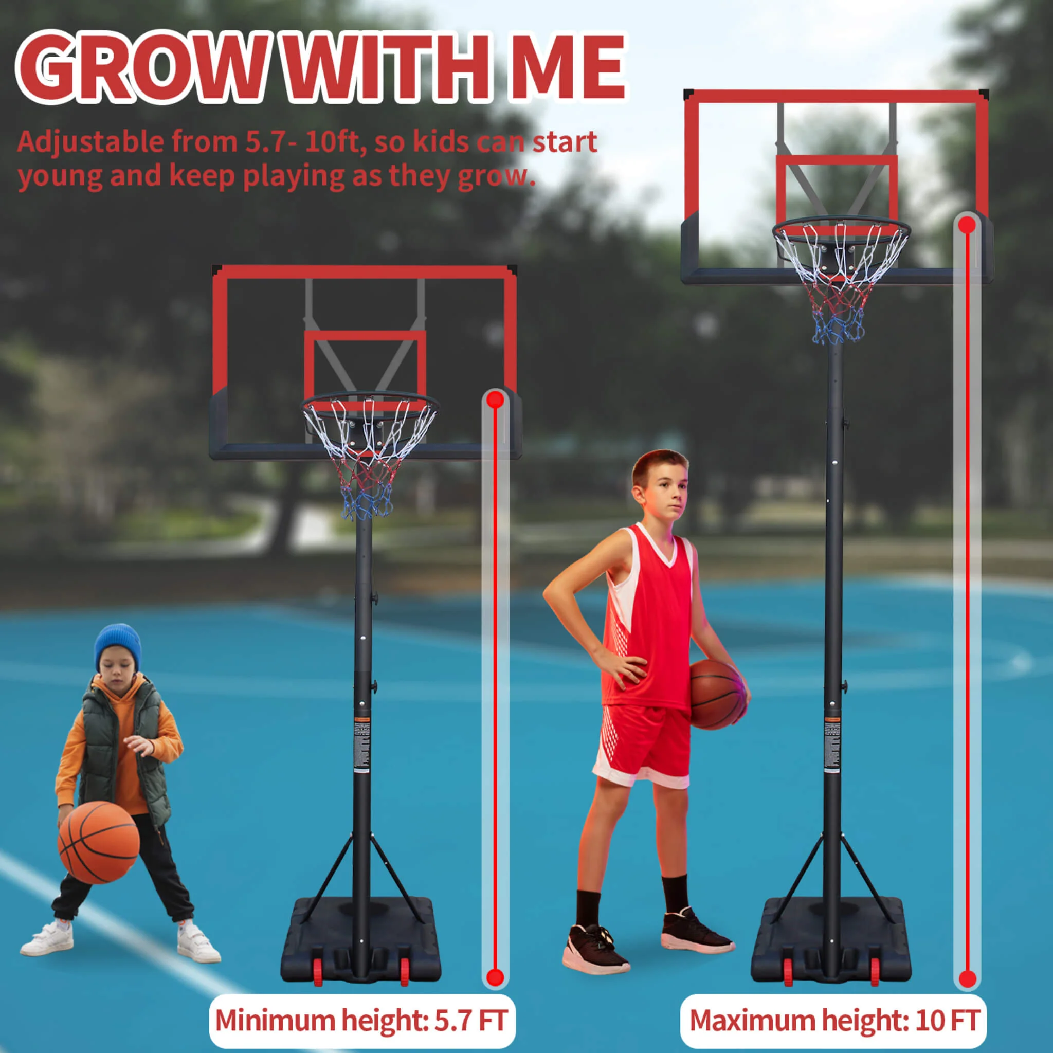 Premium 10FT Outdoor Portable Adjustable Basketball Hoop With Wheels (SAK31961) - Image 4