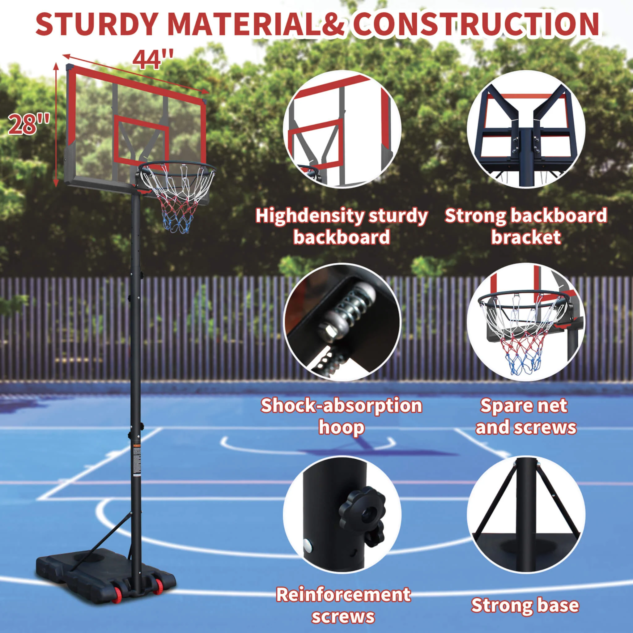 Premium 10FT Outdoor Portable Adjustable Basketball Hoop With Wheels (SAK31961) - Image 7