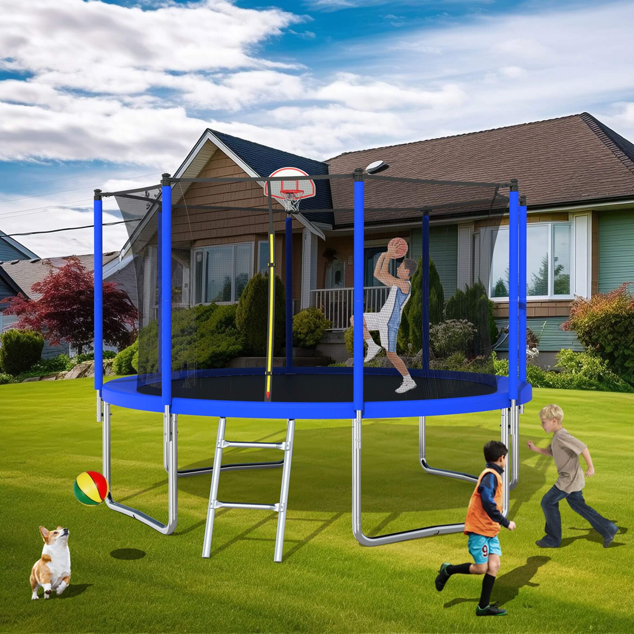 Premium 12FT Outdoor Backyard Trampoline For Kids And Adults With Basketball Hoop And Safety Enclosure (SAK15723) - Image 8