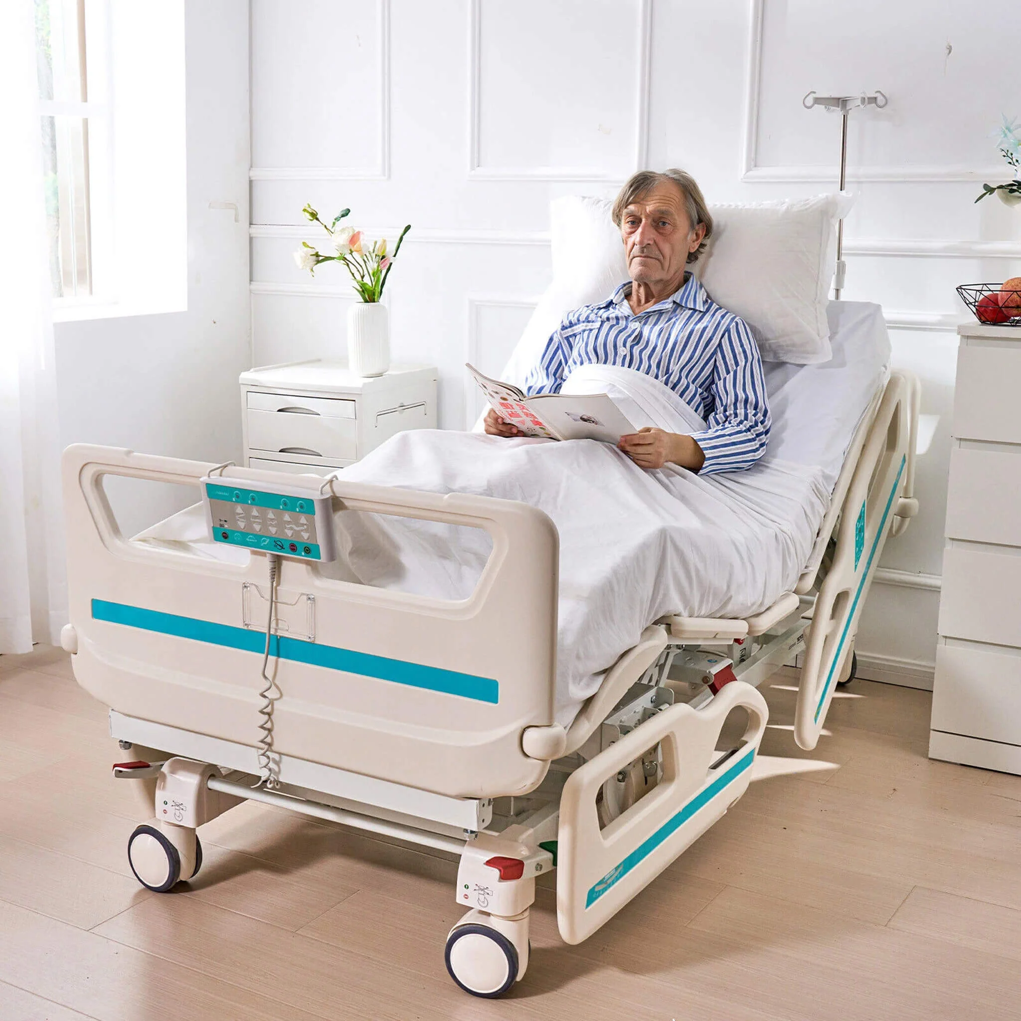 Premium 5-Function Electric Adjustable Medical Hospital Bed With Cardiac Position, 550LBS (SAK62312) - Image 4