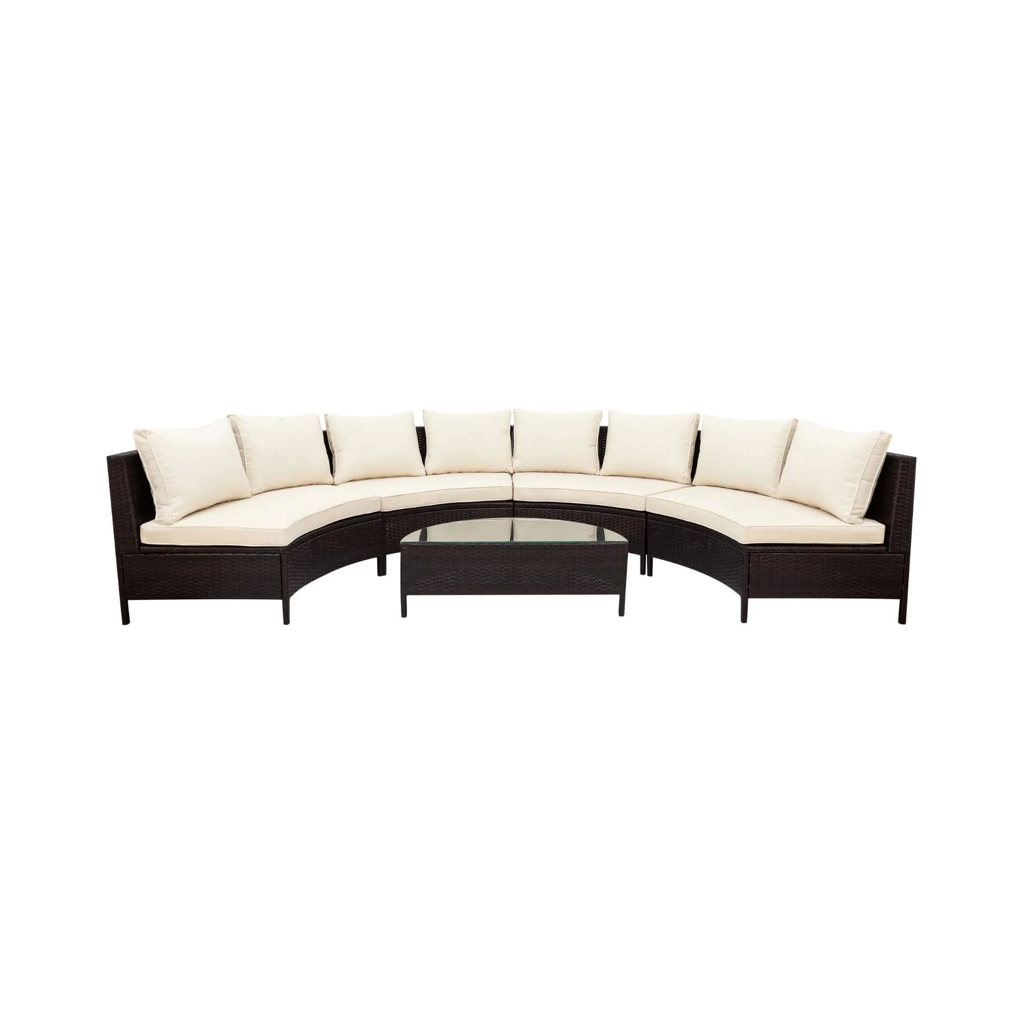 Alora Premium 5-Piece All-Weather Half-Moon Outdoor Rattan Wicker Patio Sectional Sofa Furniture Set With Tempered Glass Table (SAK32615) - Image 21