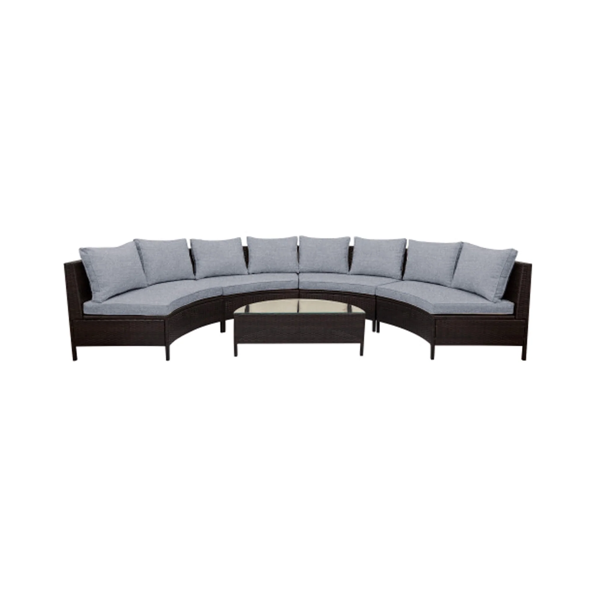 Alora Premium 5-Piece All-Weather Half-Moon Outdoor Rattan Wicker Patio Sectional Sofa Furniture Set With Tempered Glass Table (SAK32615) - Image 22