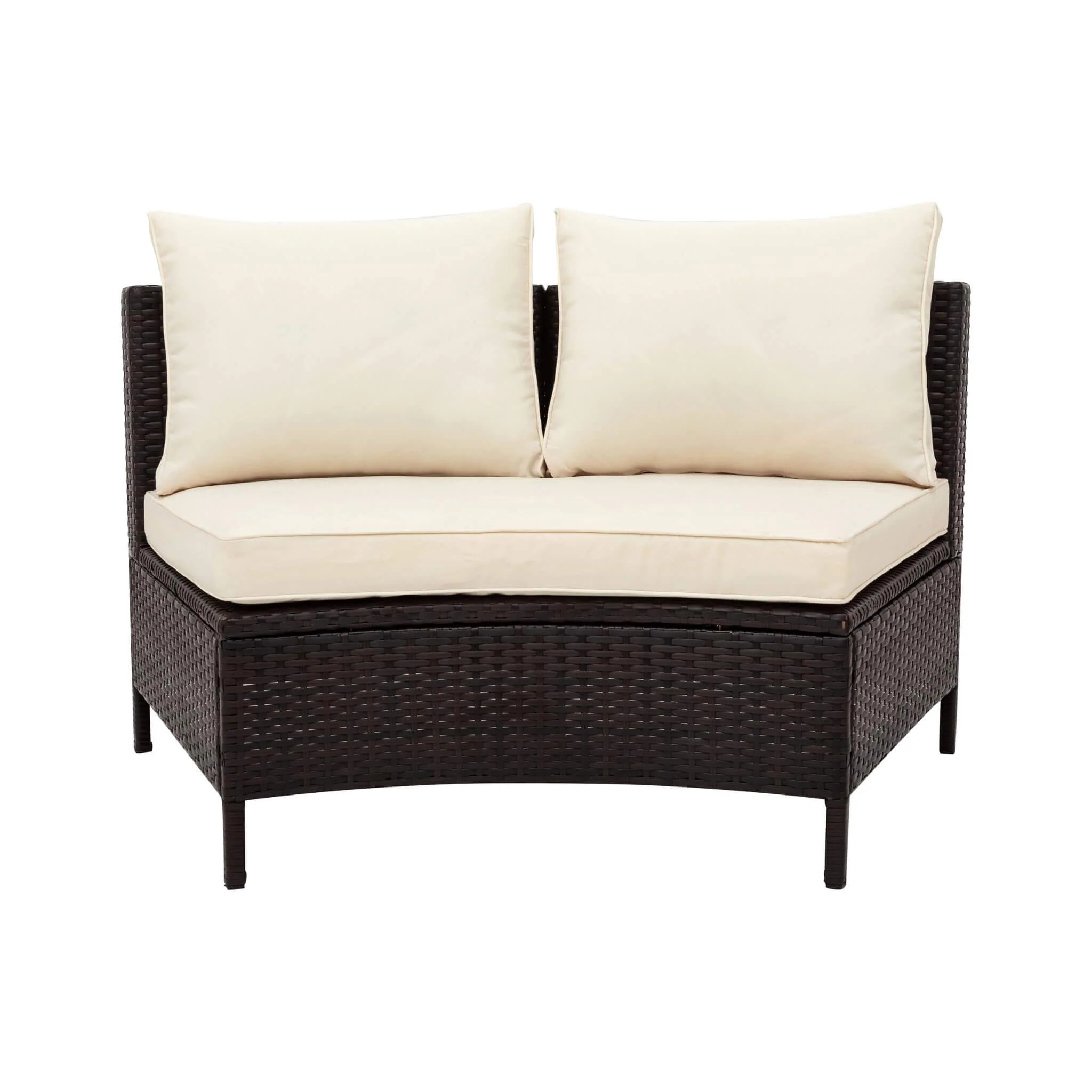 Alora Premium 5-Piece All-Weather Half-Moon Outdoor Rattan Wicker Patio Sectional Sofa Furniture Set With Tempered Glass Table (SAK32615) - Image 9