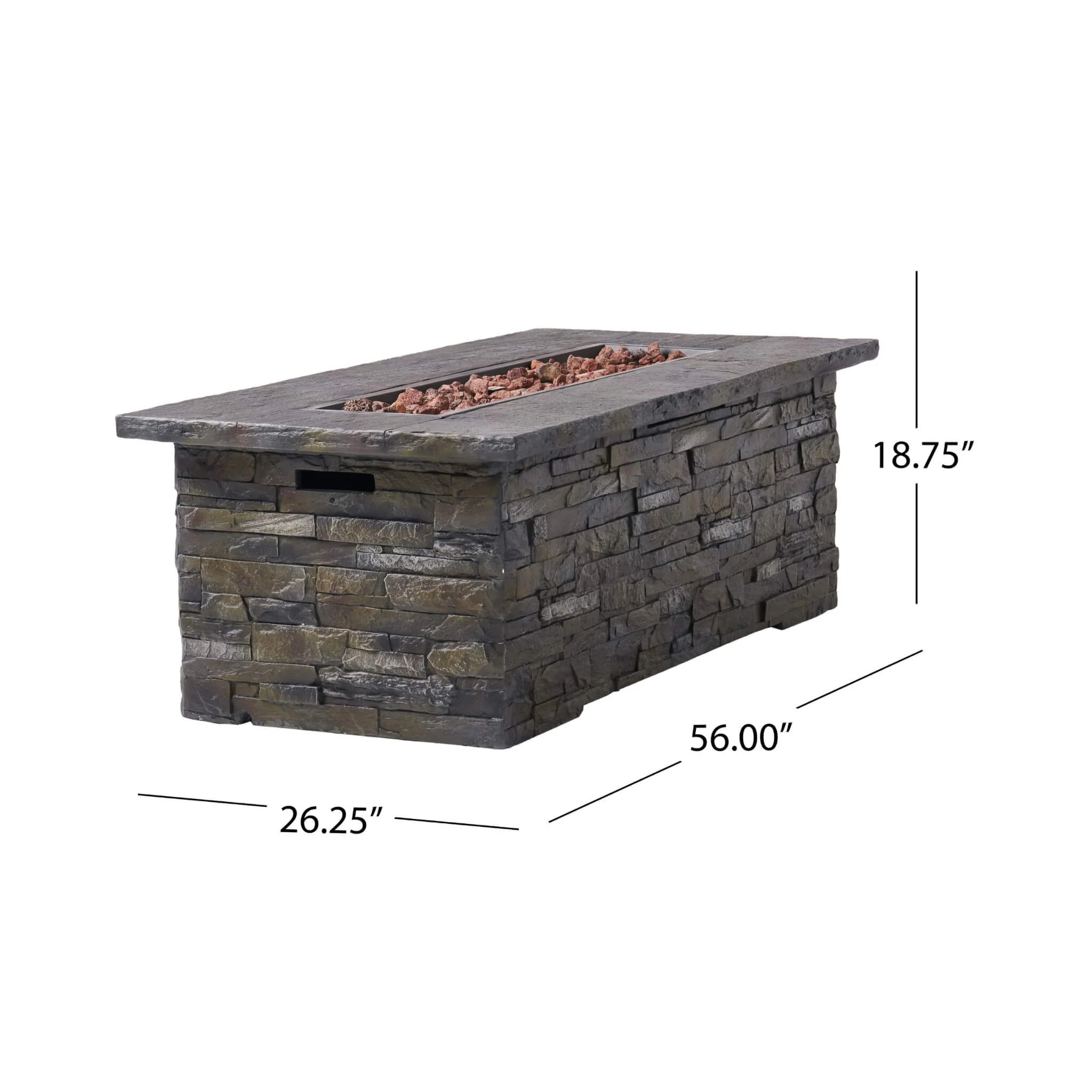 Alora Premium 56" Outdoor Rectangular Concrete Propane Fire Pit W/ Faux Stone Pattern, 50K BTU (SAK31845) - Image 13