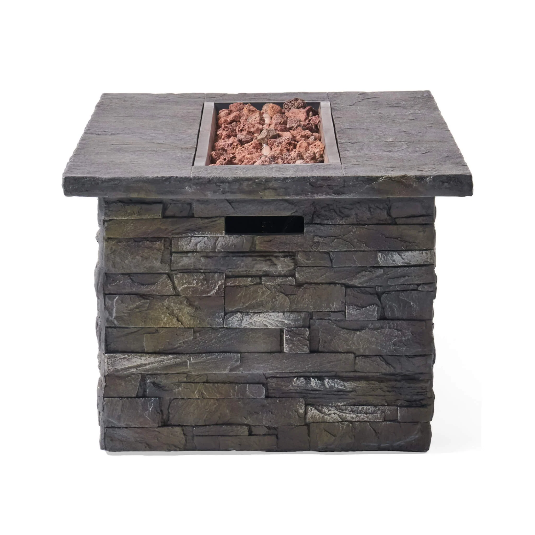 Alora Premium 56" Outdoor Rectangular Concrete Propane Fire Pit W/ Faux Stone Pattern, 50K BTU (SAK31845) - Image 5