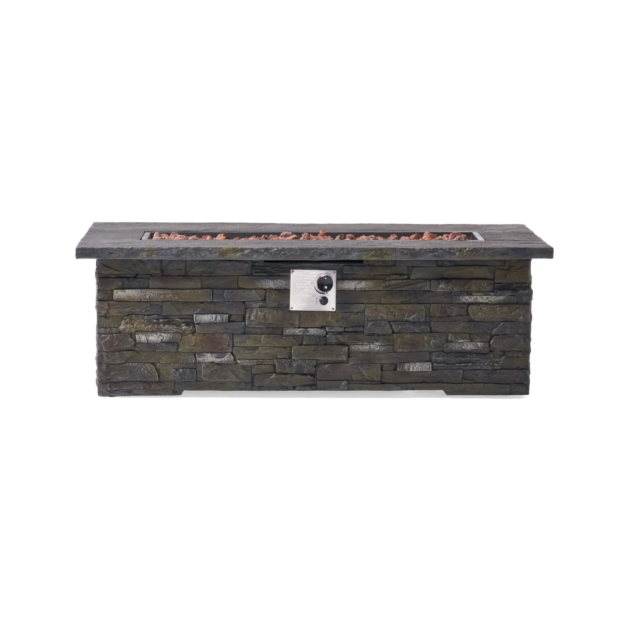 Alora Premium 56" Outdoor Rectangular Concrete Propane Fire Pit W/ Faux Stone Pattern, 50K BTU (SAK31845) - Image 9